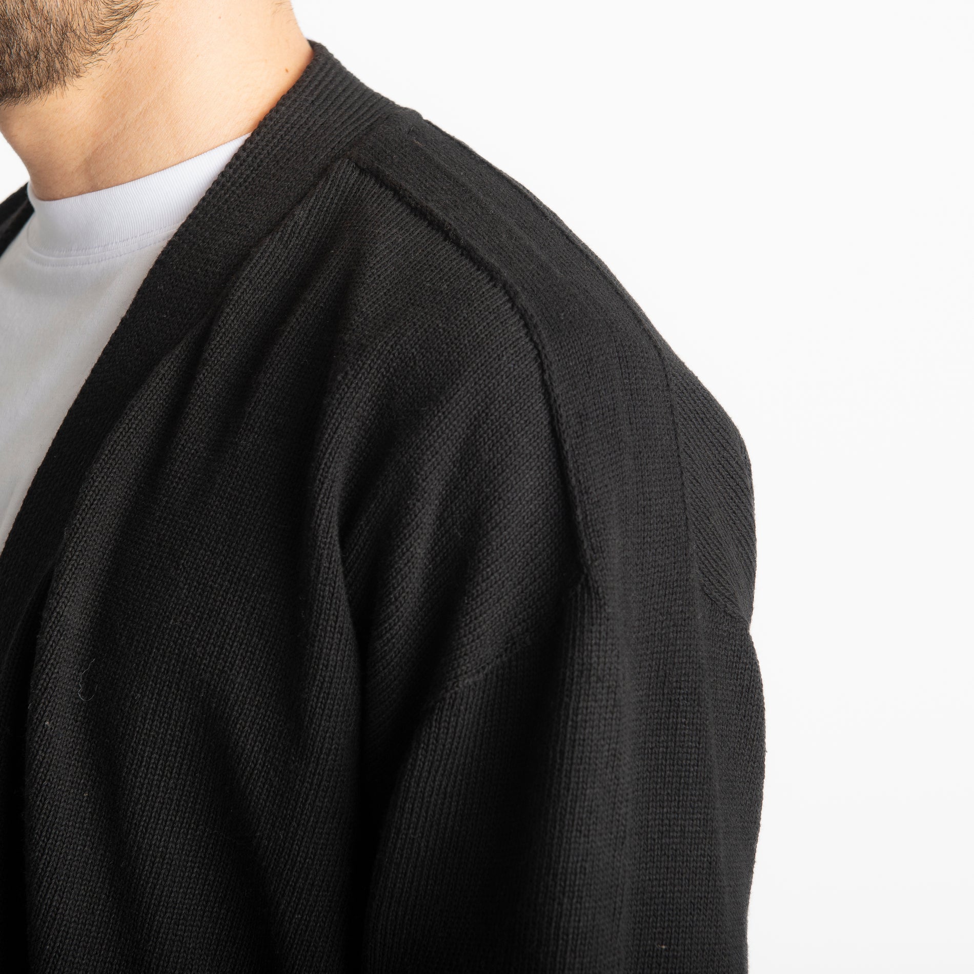 Cardigan In Filo Crop Nero