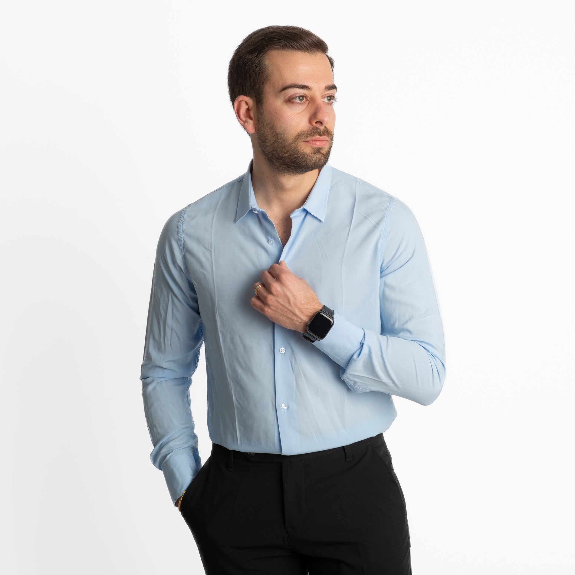 Camicia in Viscosa Celeste