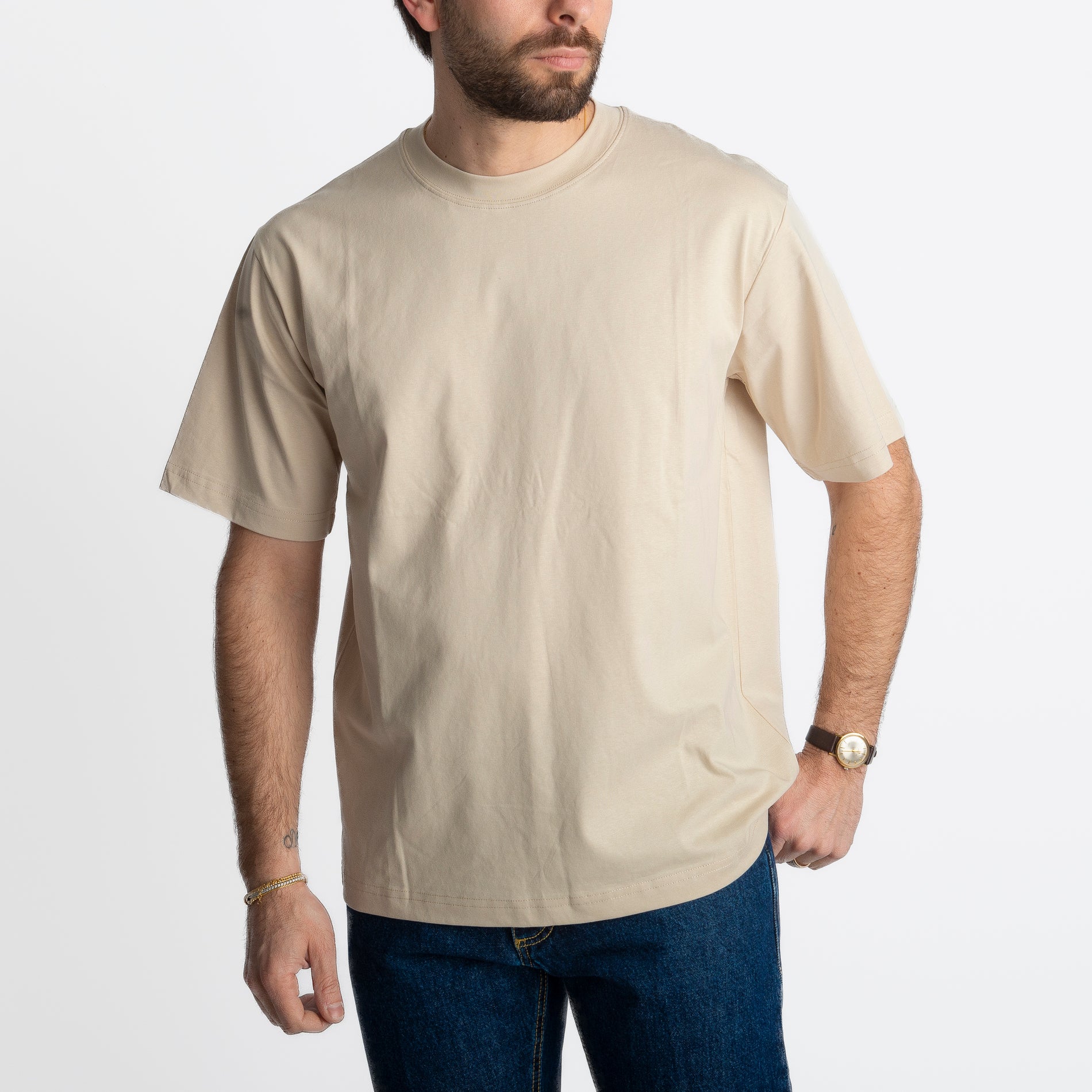 T-shirt Regular in Cotone Beige