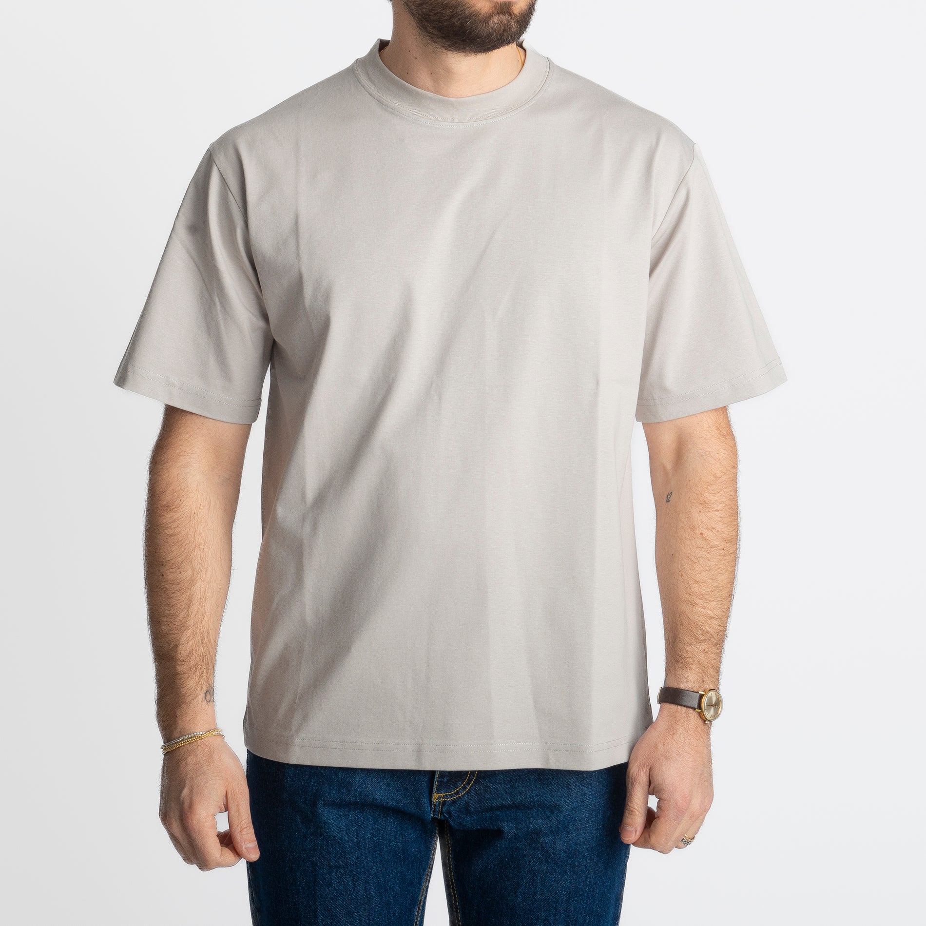 T-shirt Regular in Cotone Grigio Chiaro