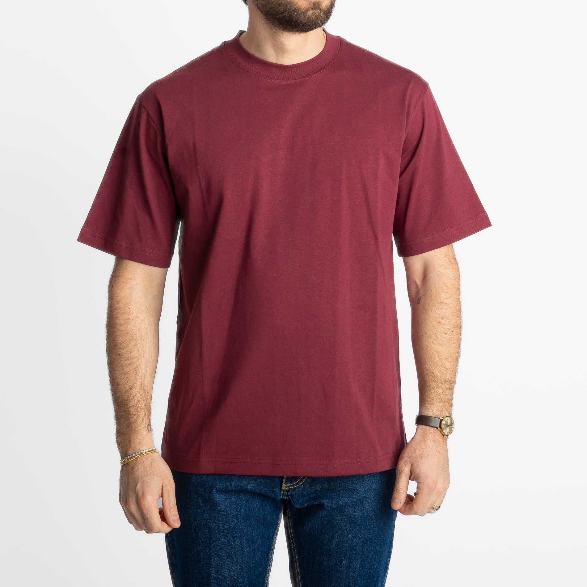 T-shirt Regular in Cotone Bordeaux