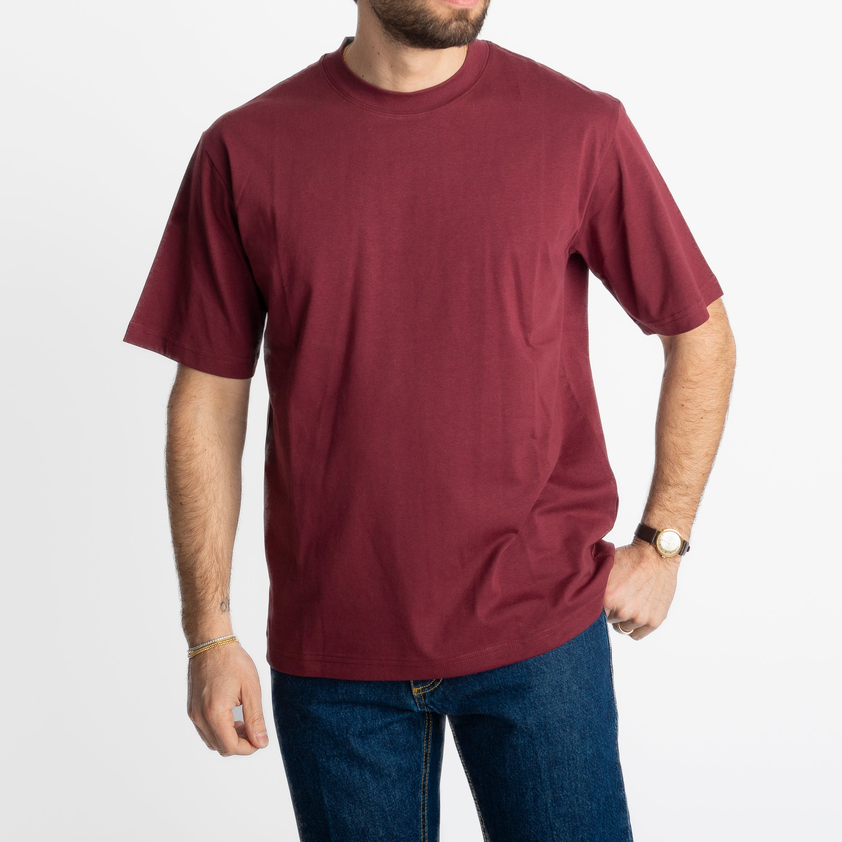 T-shirt Regular in Cotone Bordeaux