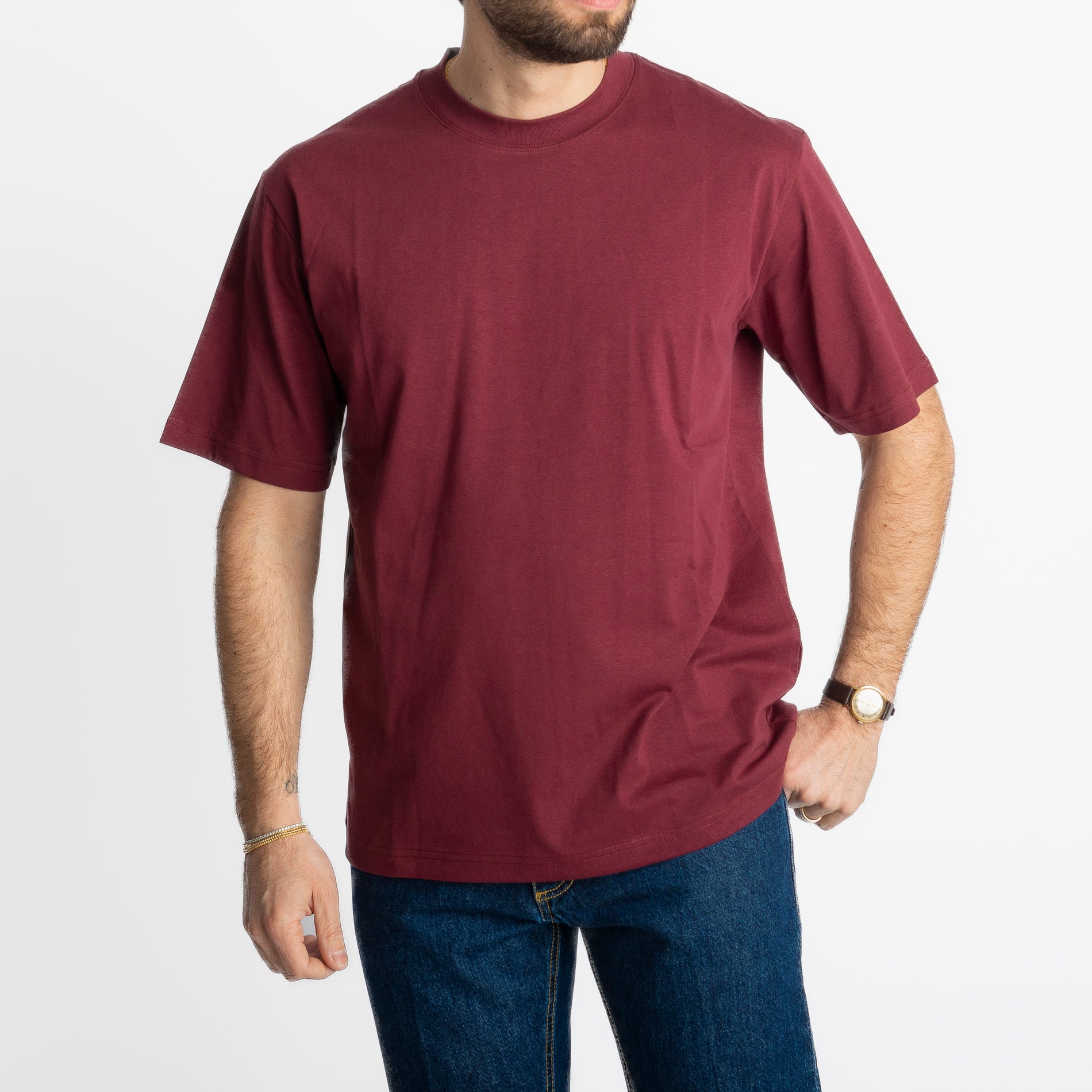 T-shirt Regular in Cotone Bordeaux