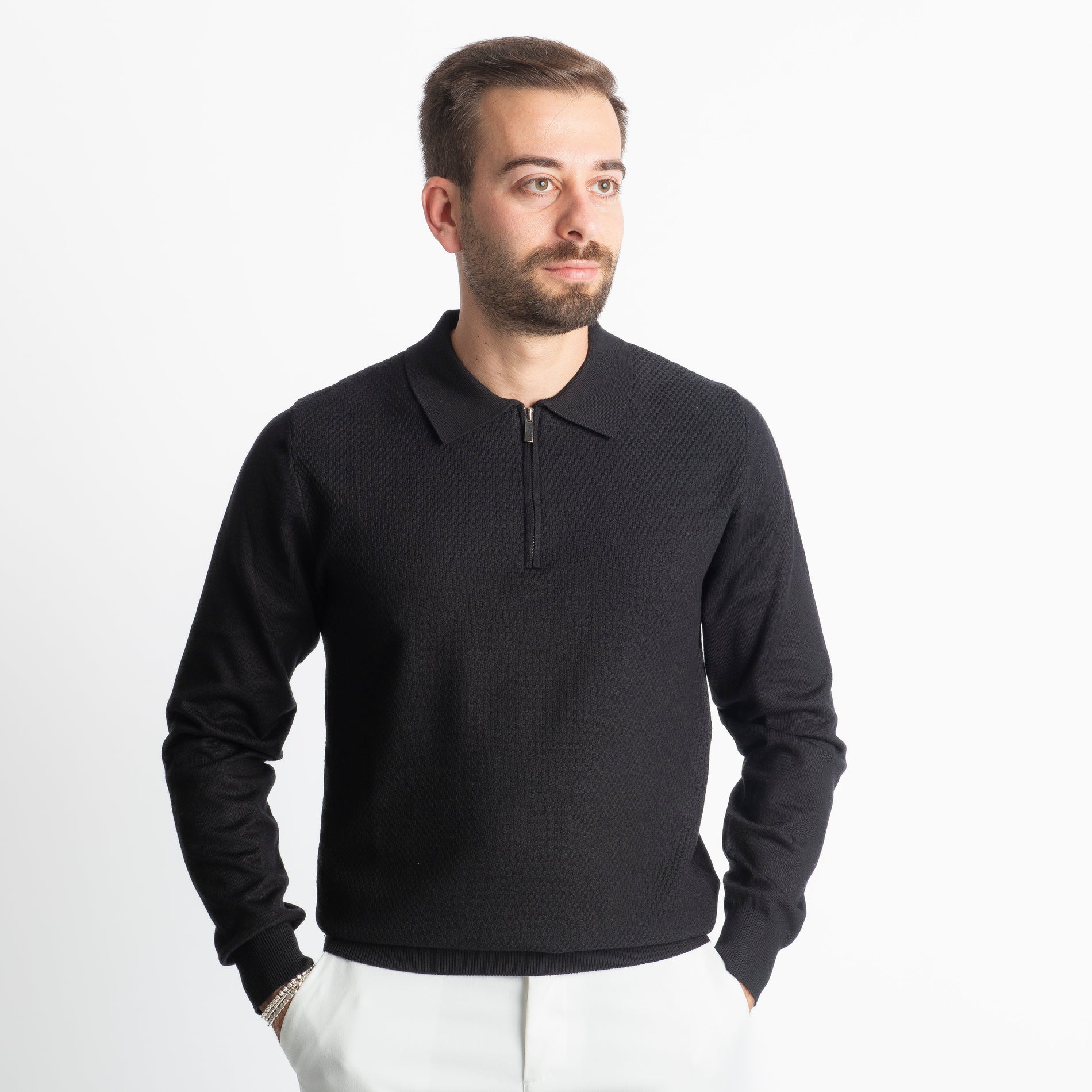 Polo in Maglia M945 Nero