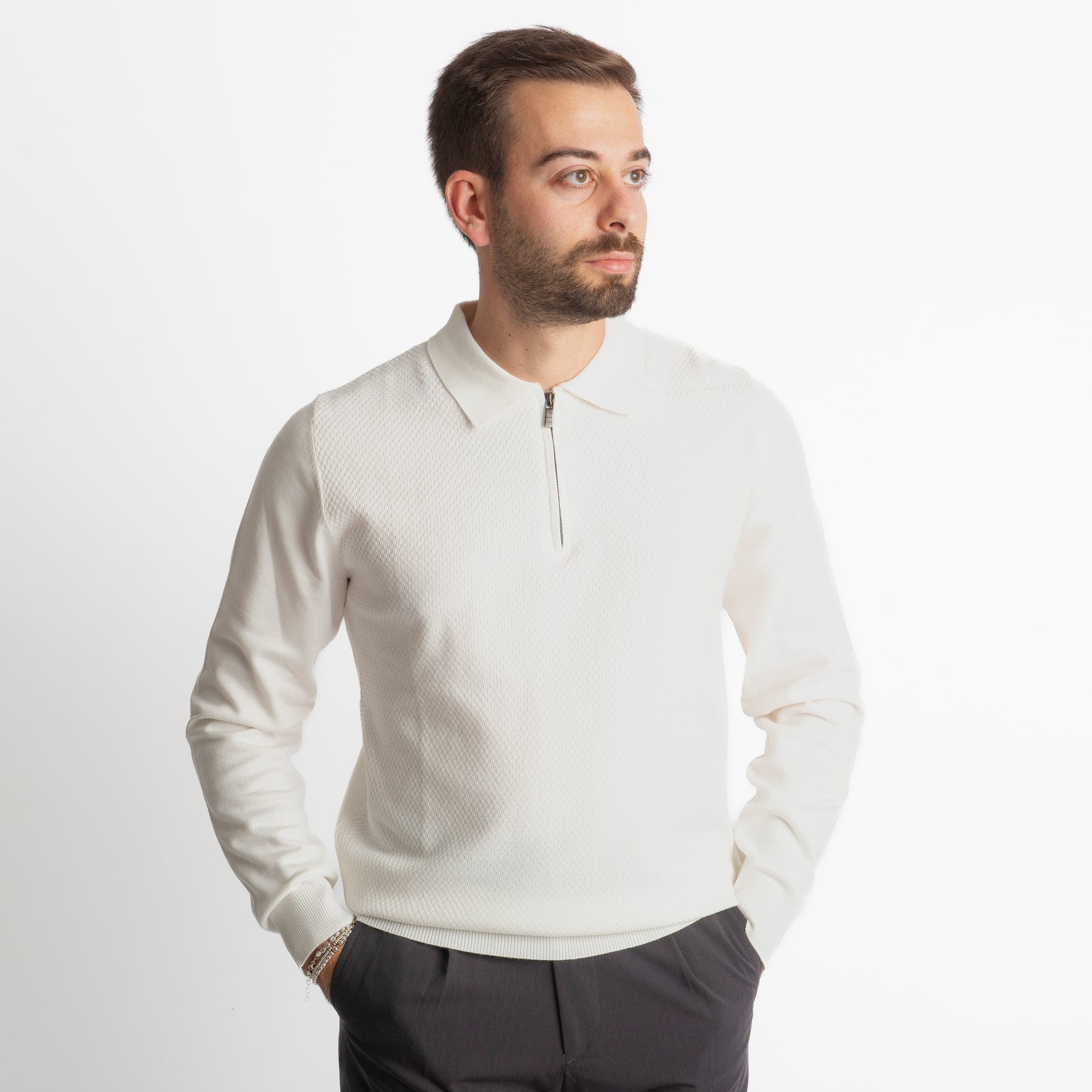 Polo in Maglia M945 Bianco