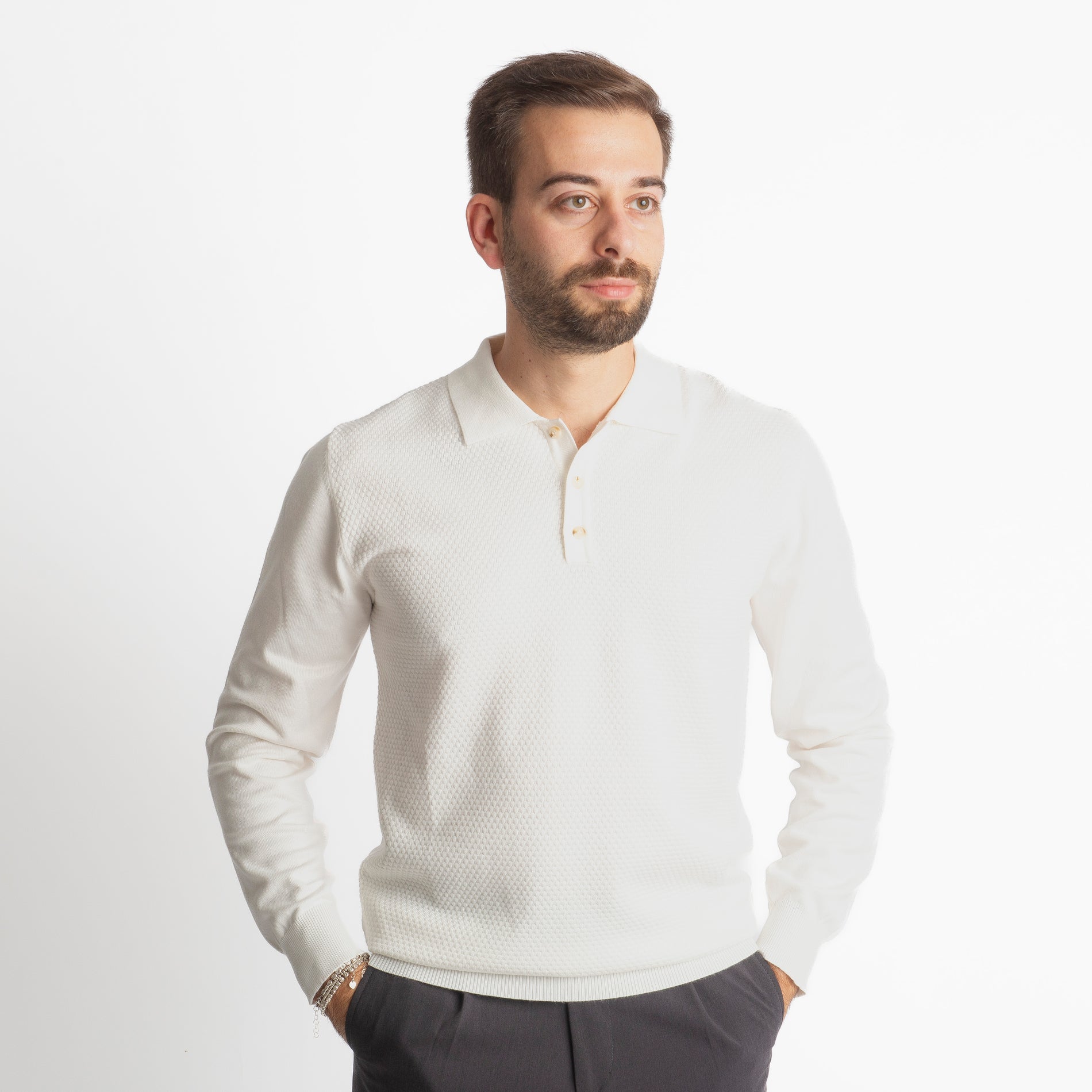 Polo in Maglia M933 Bianco