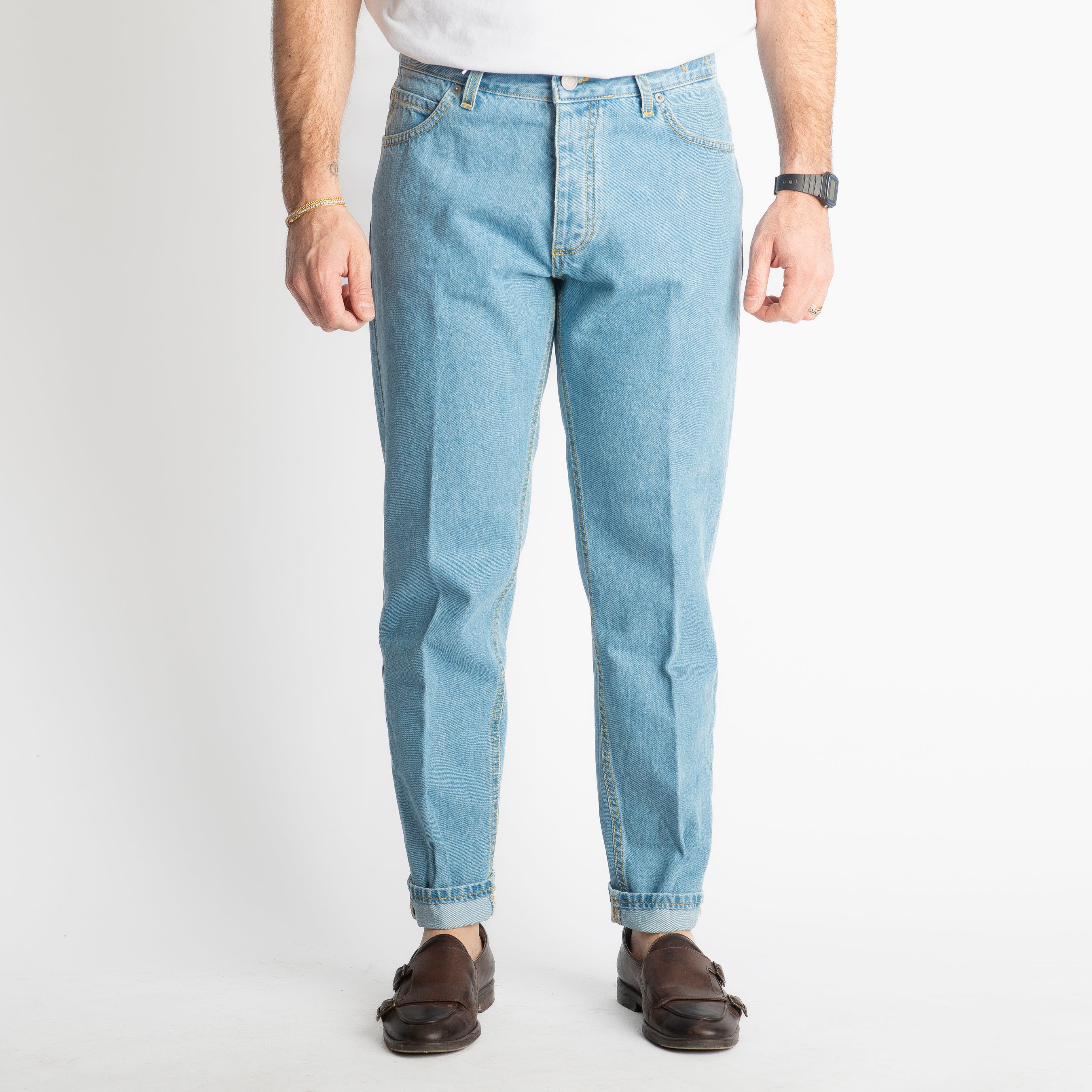 Jeans Straight Fit Sky Wash - Cotone Mercerizzato