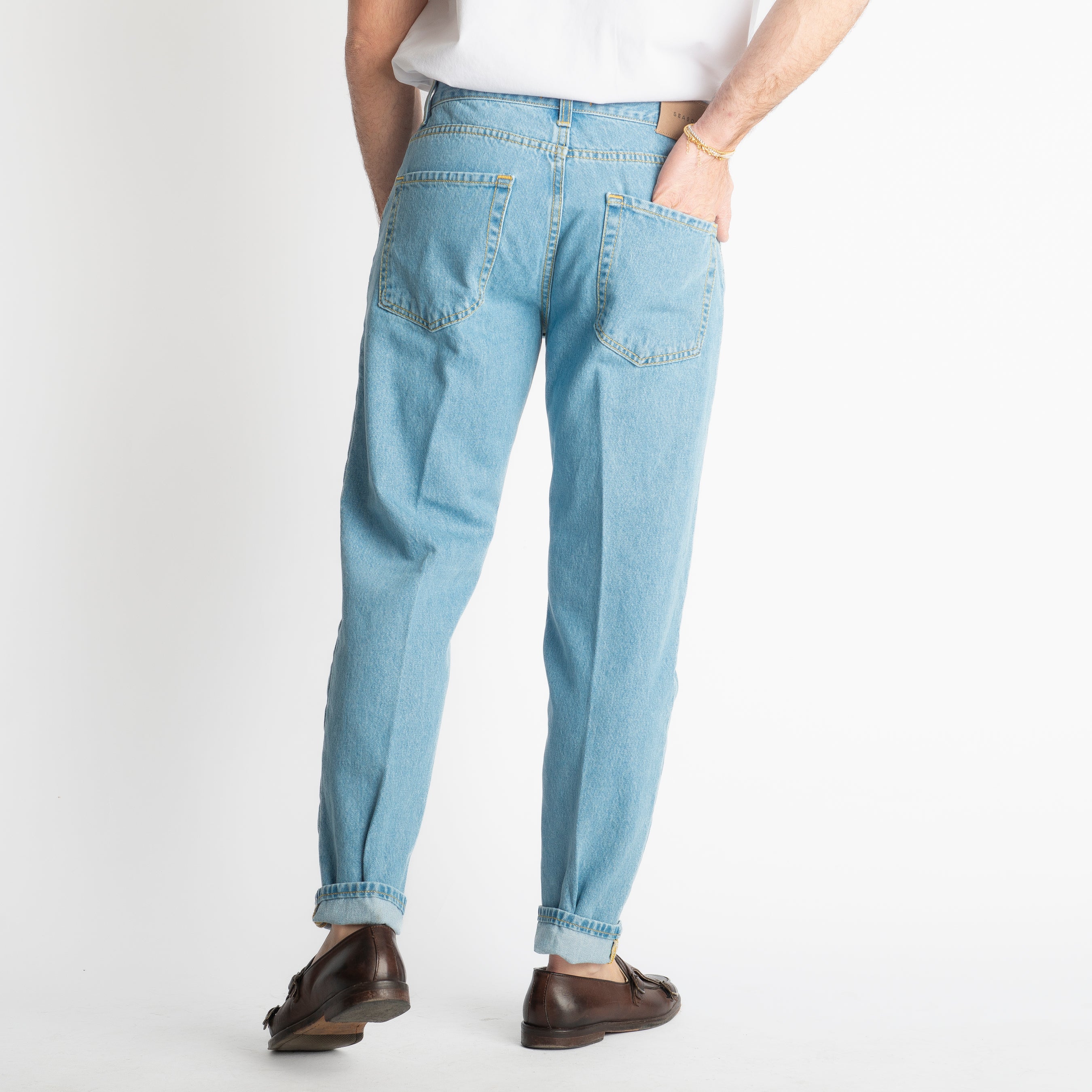 Jeans Straight Fit Sky Wash - Cotone Mercerizzato