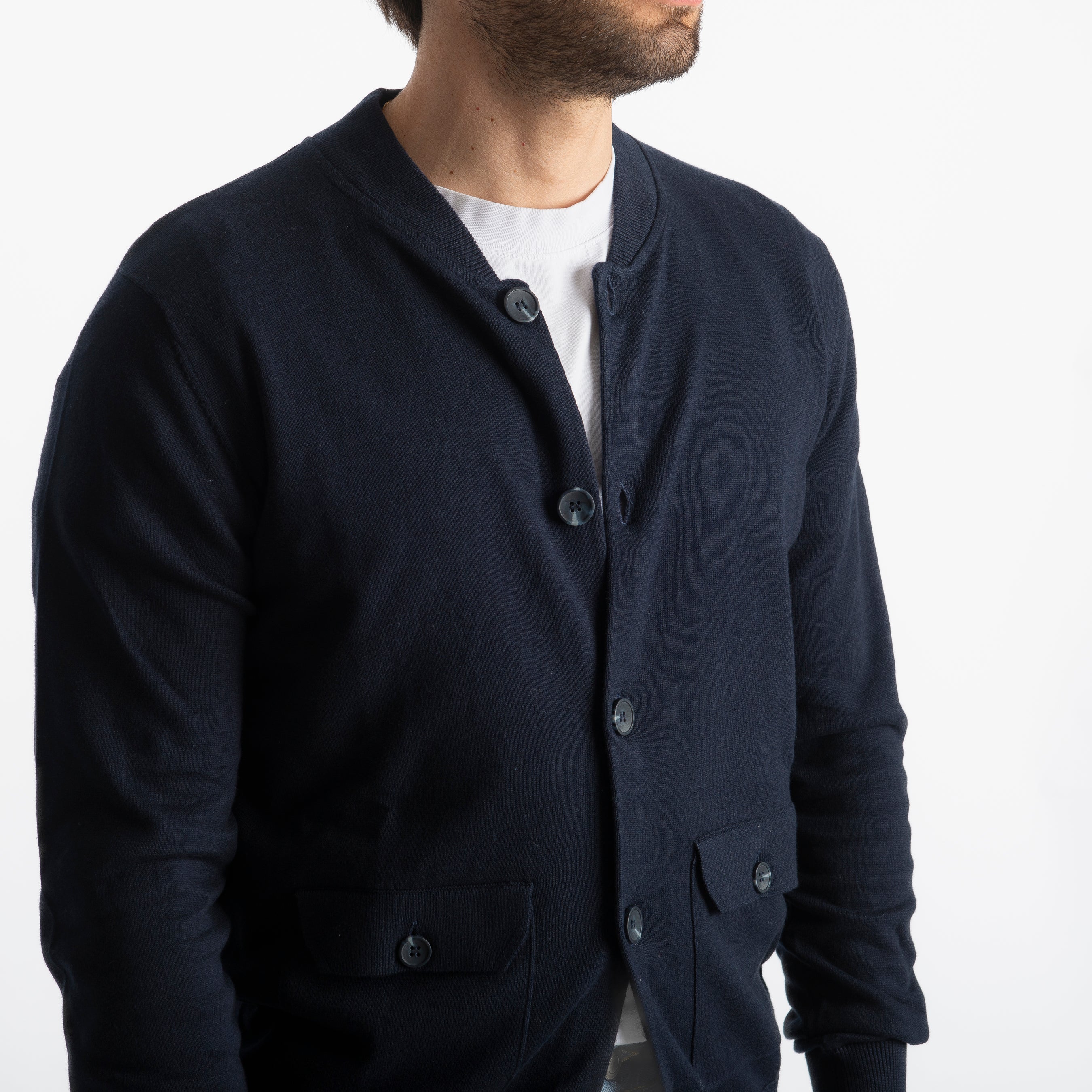 Cardigan Collage Con Bottoni In Filo Blu