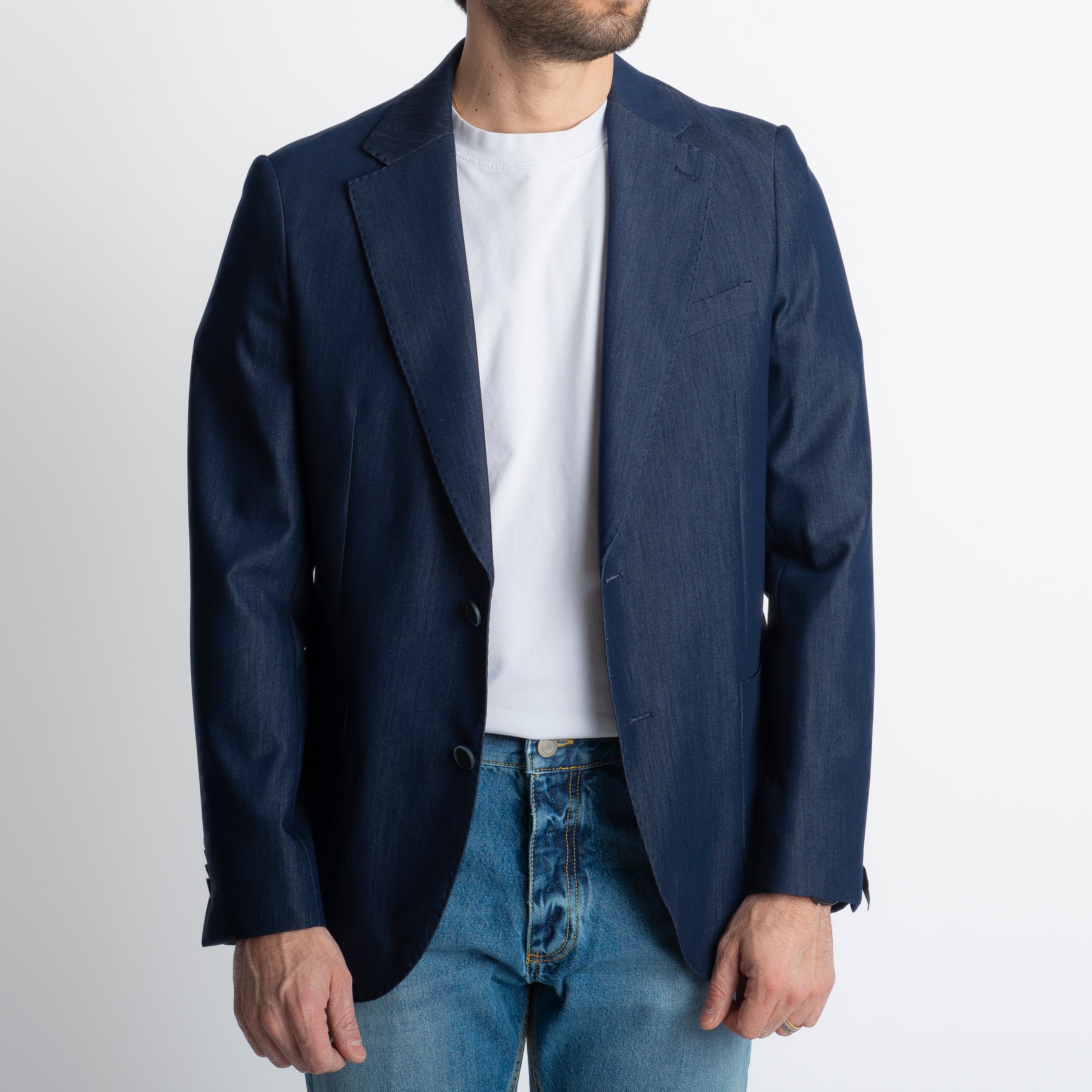 Giacca Chambray Monopetto Blu