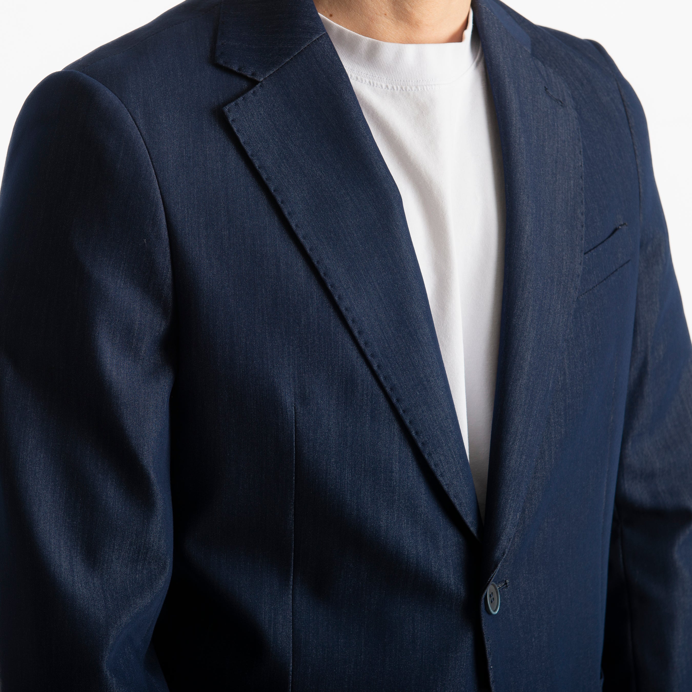 Giacca Chambray Monopetto Blu