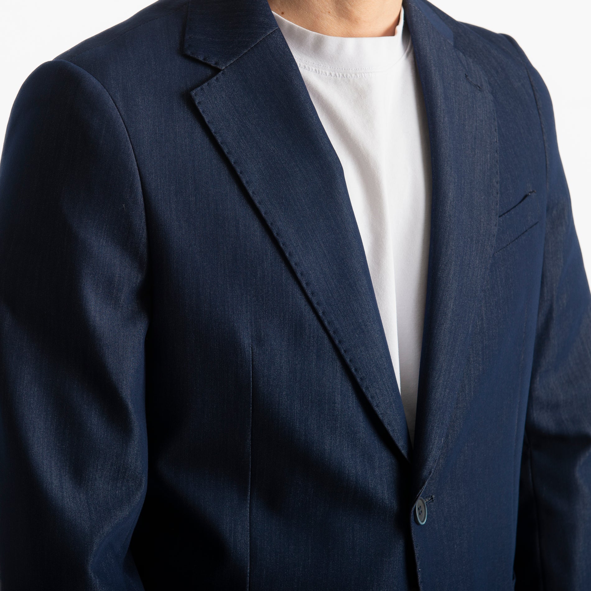 Giacca Chambray Monopetto Blu