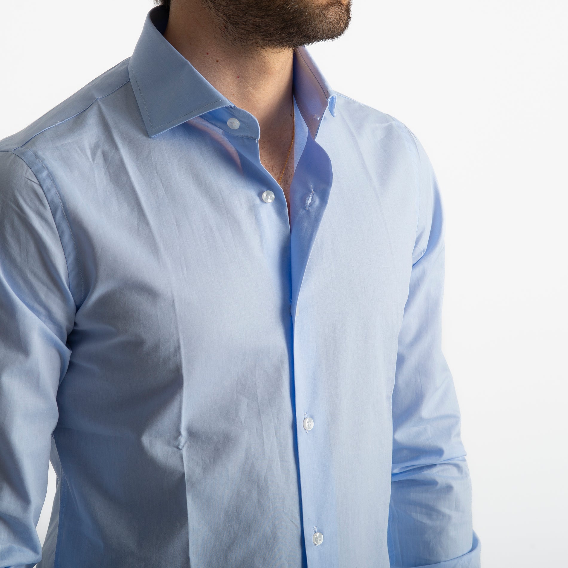 Camicia Uomo Tinta Unita Celeste Regular