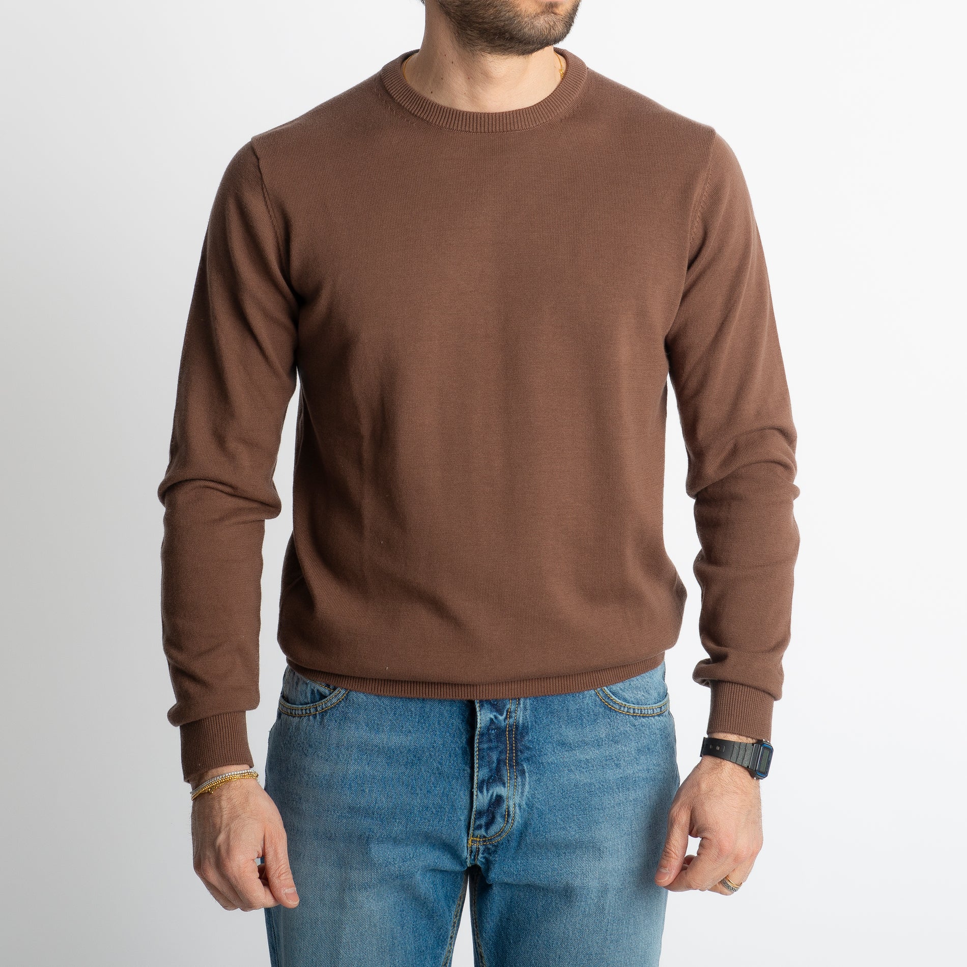 Maglioncino Girocollo In Filo Luxury Moro