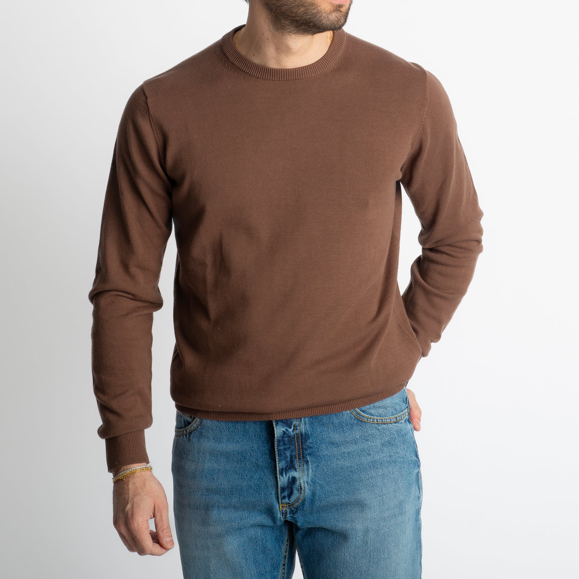 Maglioncino Girocollo In Filo Luxury Moro