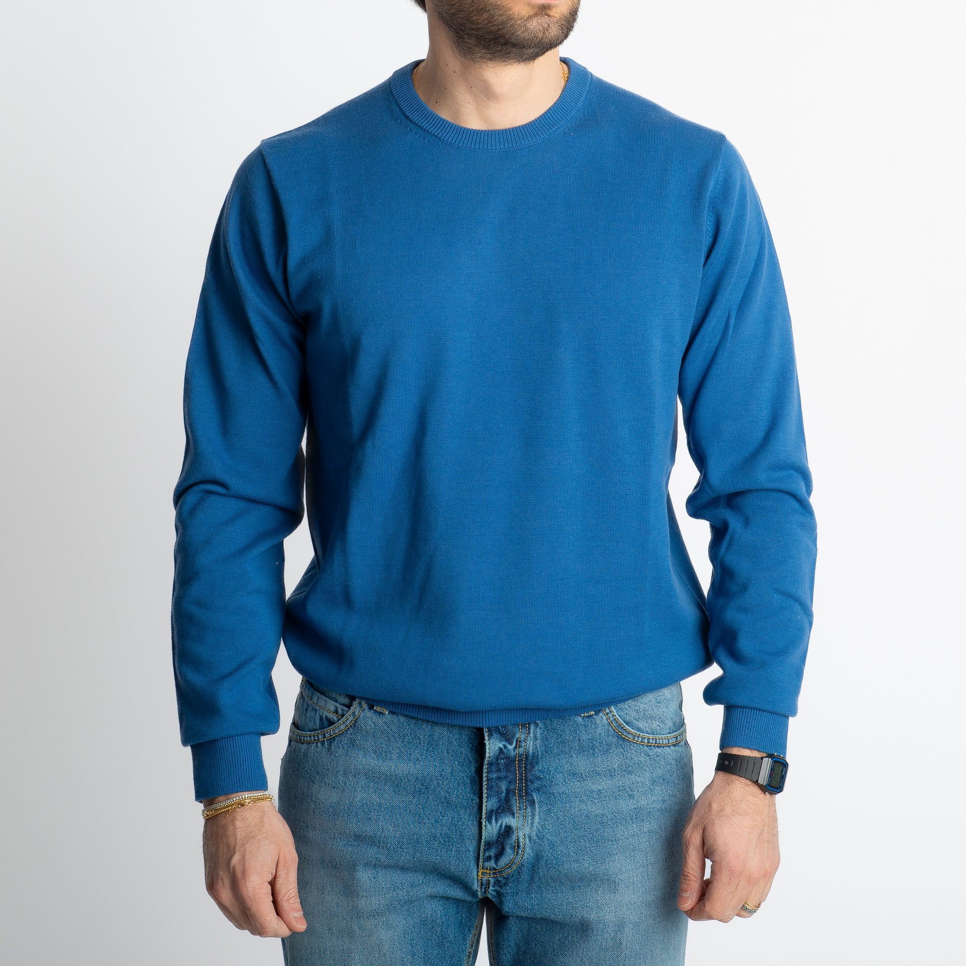 Maglioncino Girocollo In Filo Luxury Indaco