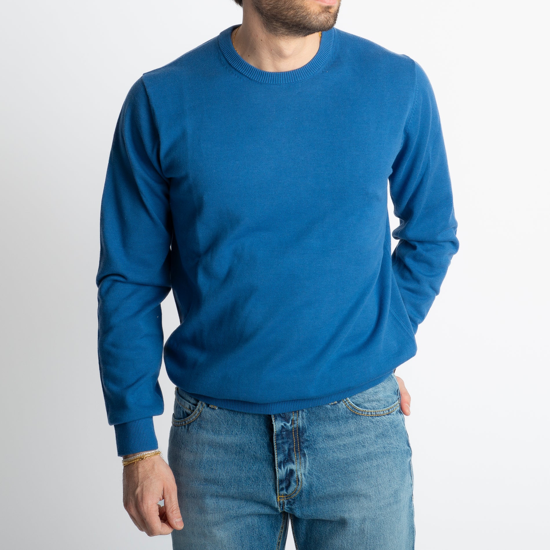 Maglioncino Girocollo In Filo Luxury Indaco