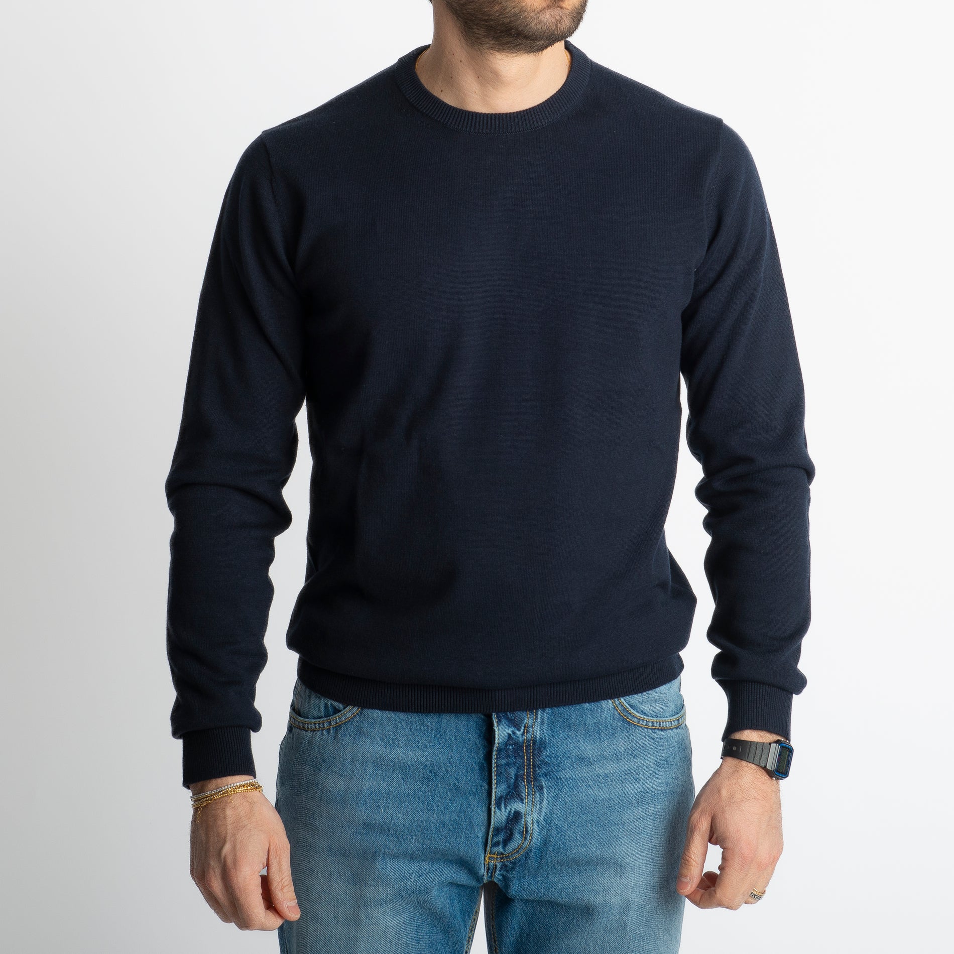 Maglioncino Girocollo In Filo Luxury Blu