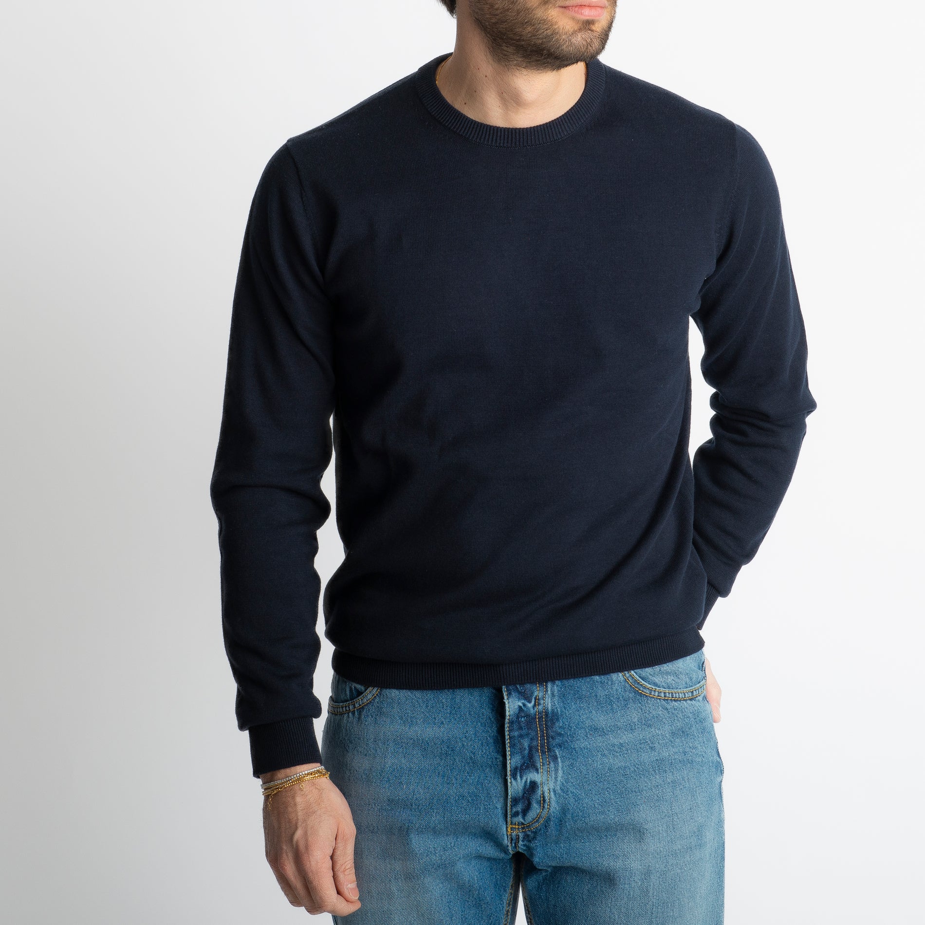 Maglioncino Girocollo In Filo Luxury Blu