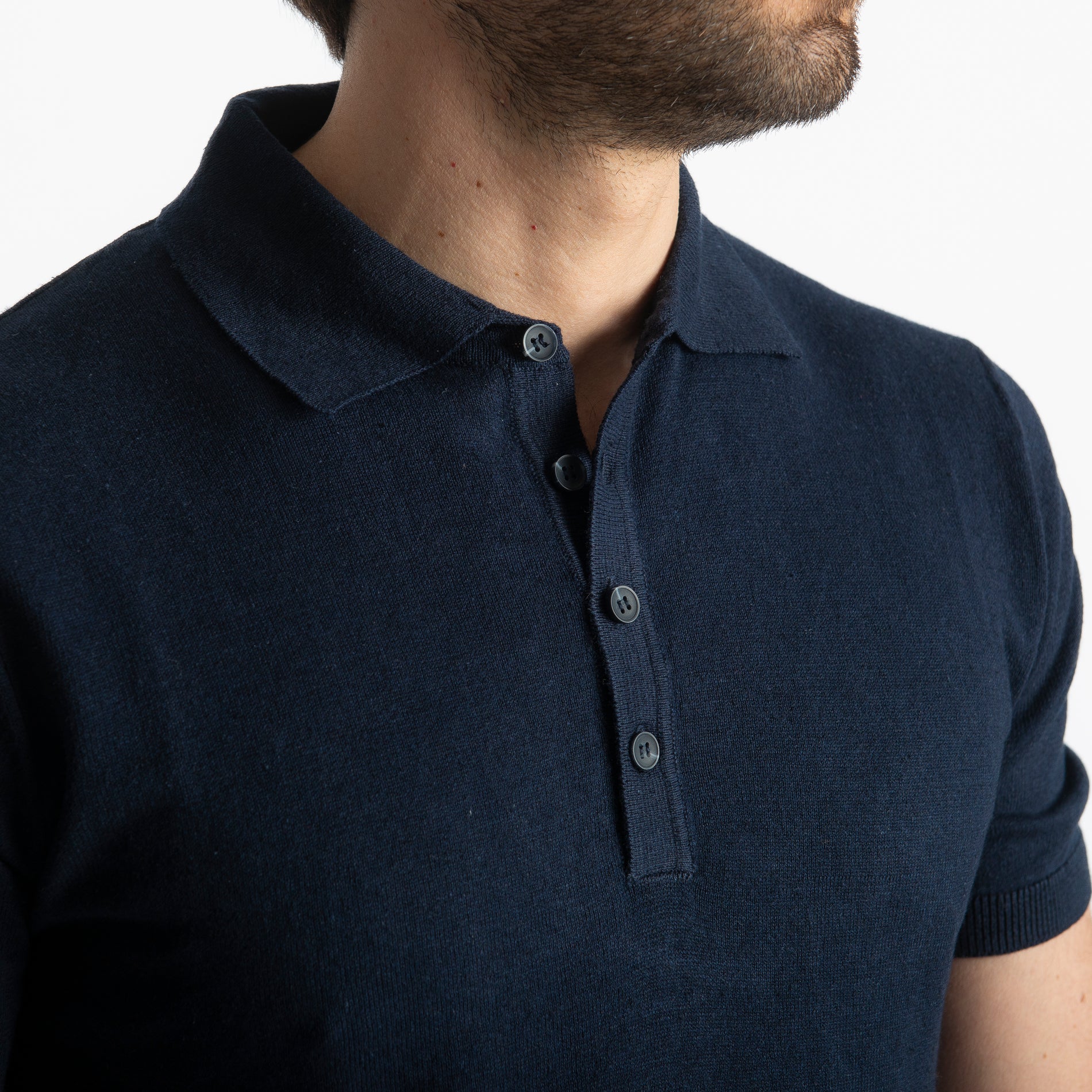 Polo Lino E Cotone Blu