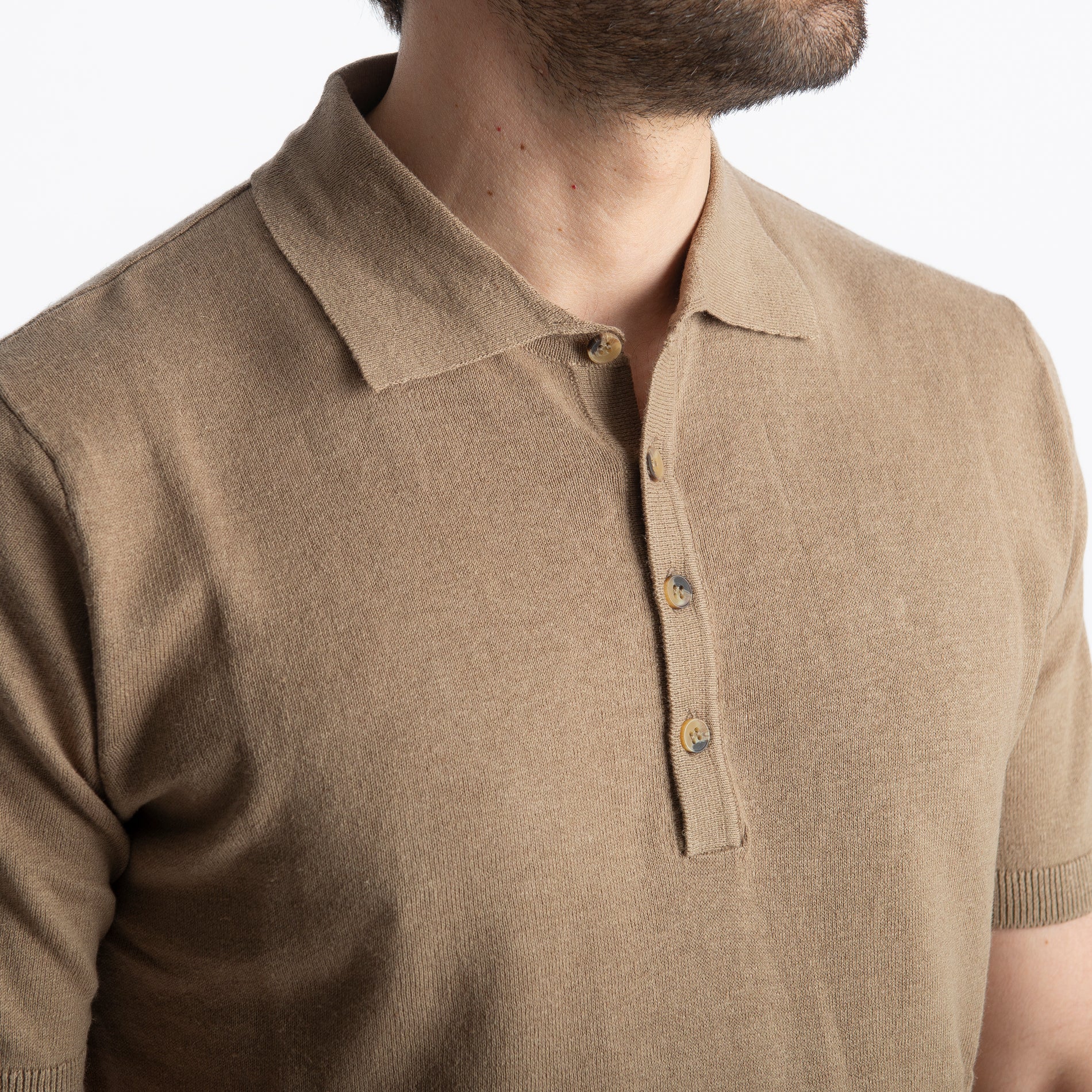 Polo Lino E Cotone Fango