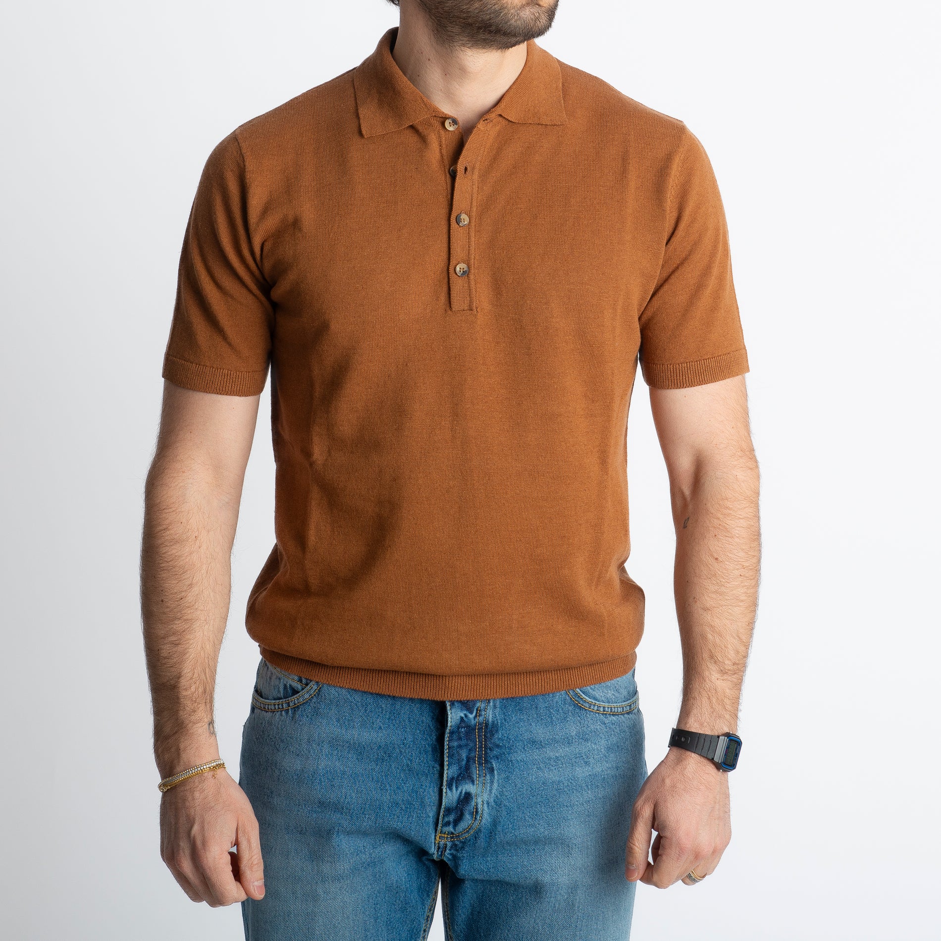 Polo Lino E Cotone Caffè