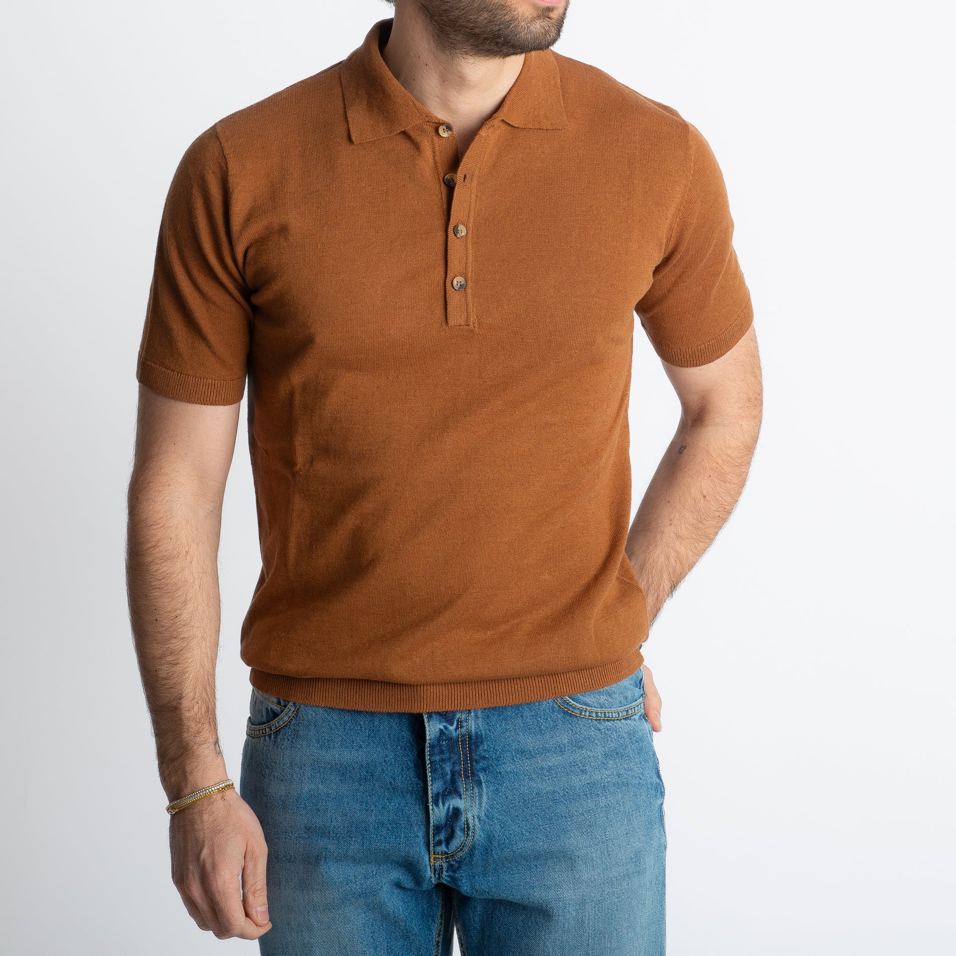 Polo Lino E Cotone Caffè