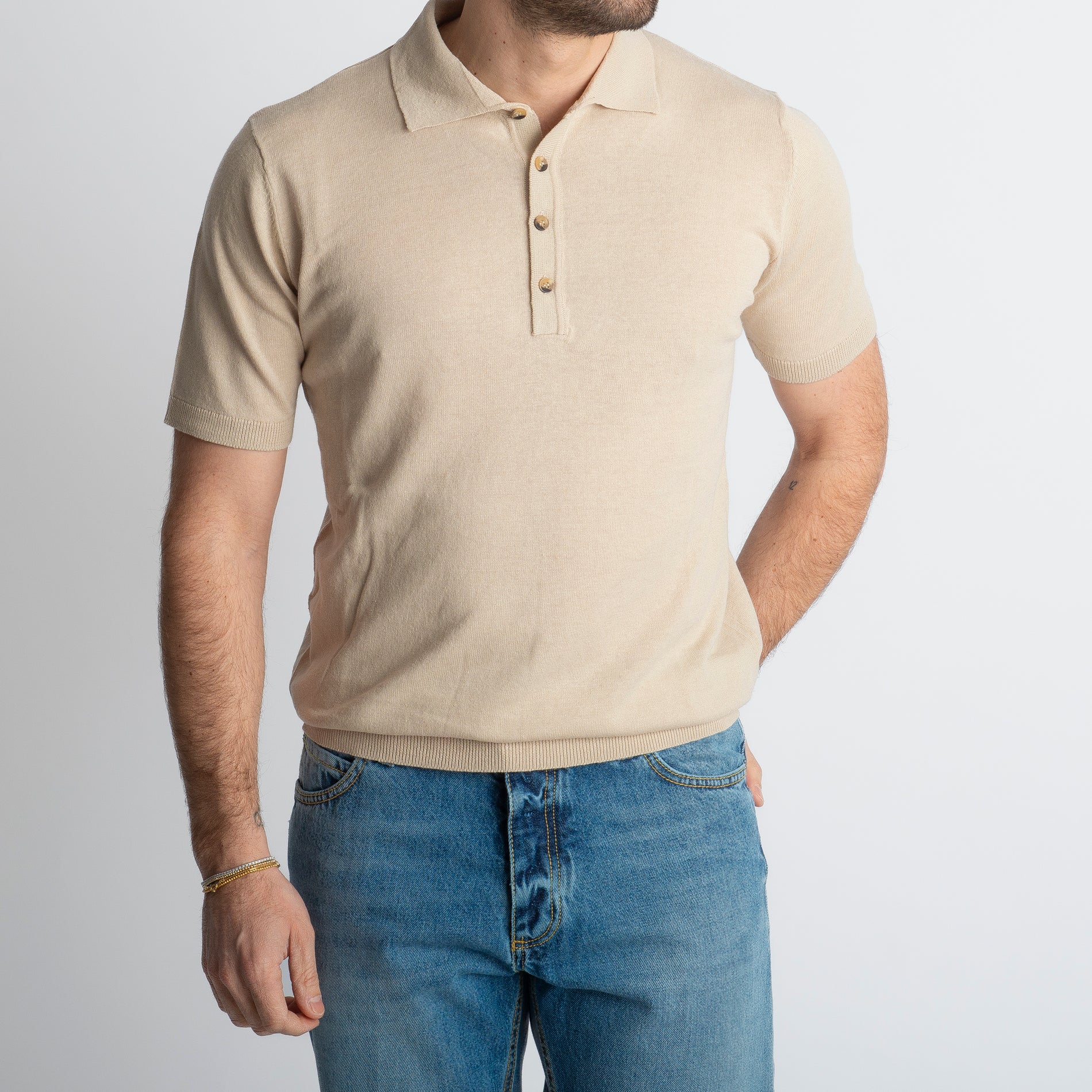 Polo Lino E Cotone Corda