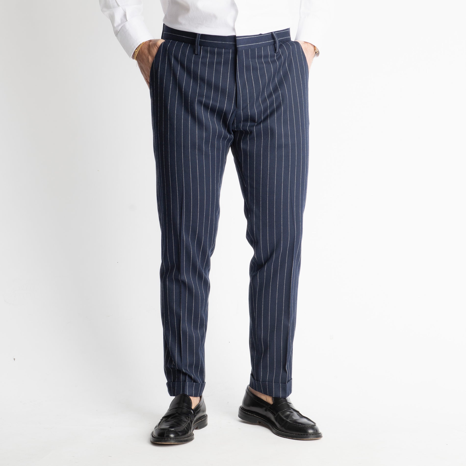 Pantalone TO8011 Wool Gessato Blu
