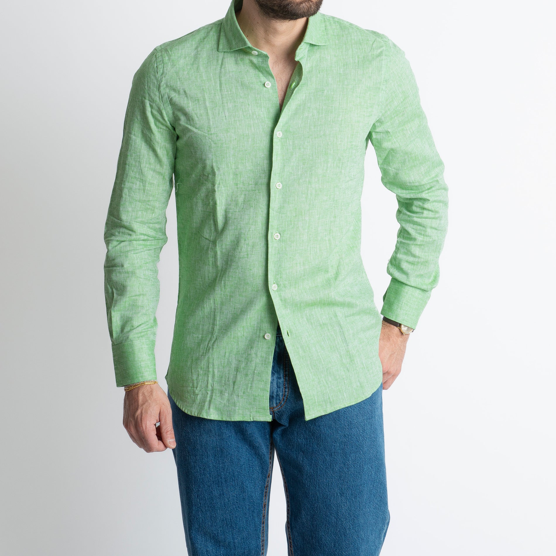 Camicia in Lino Verde Lime