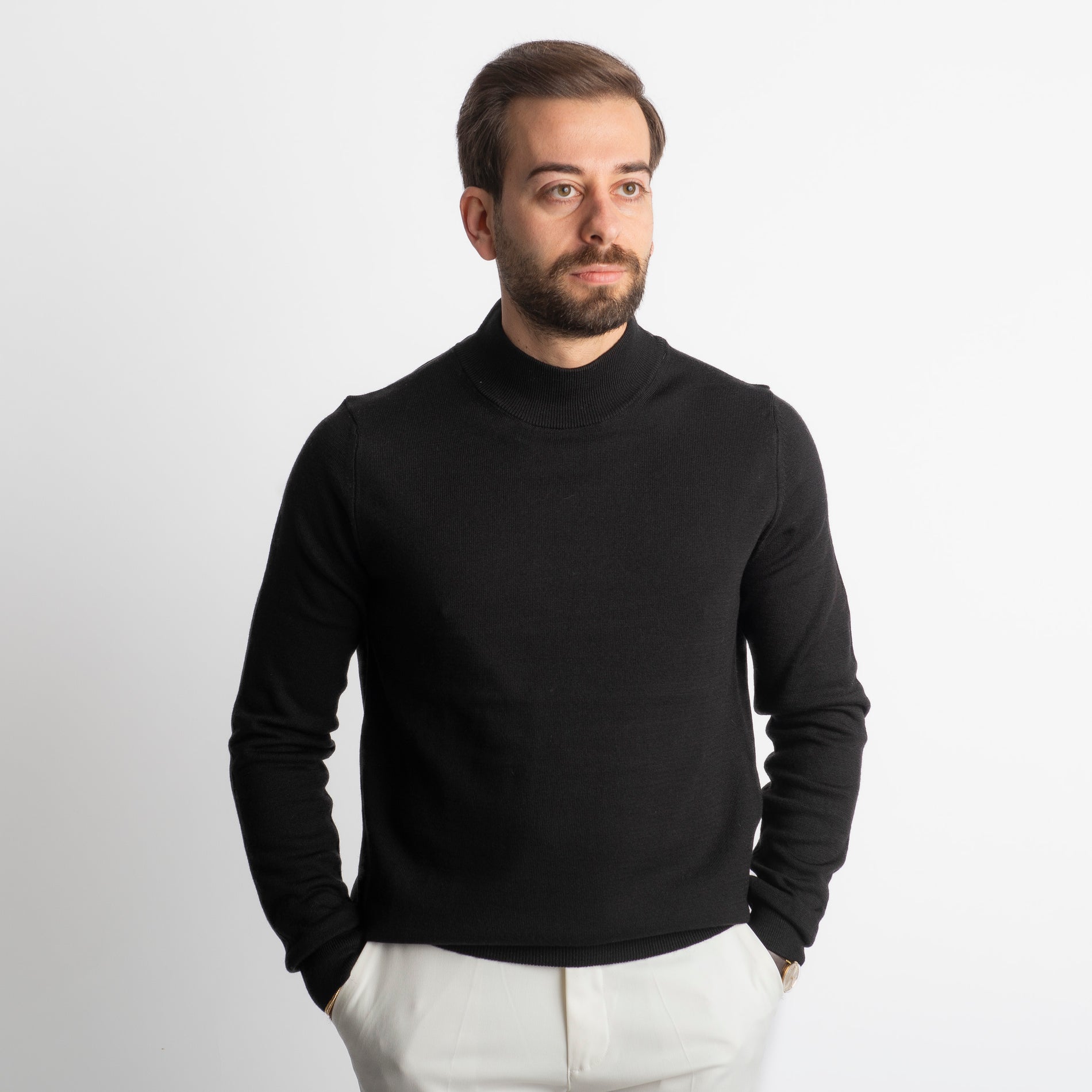 Lupetto Mezzo Collo Lana Merinos Nero