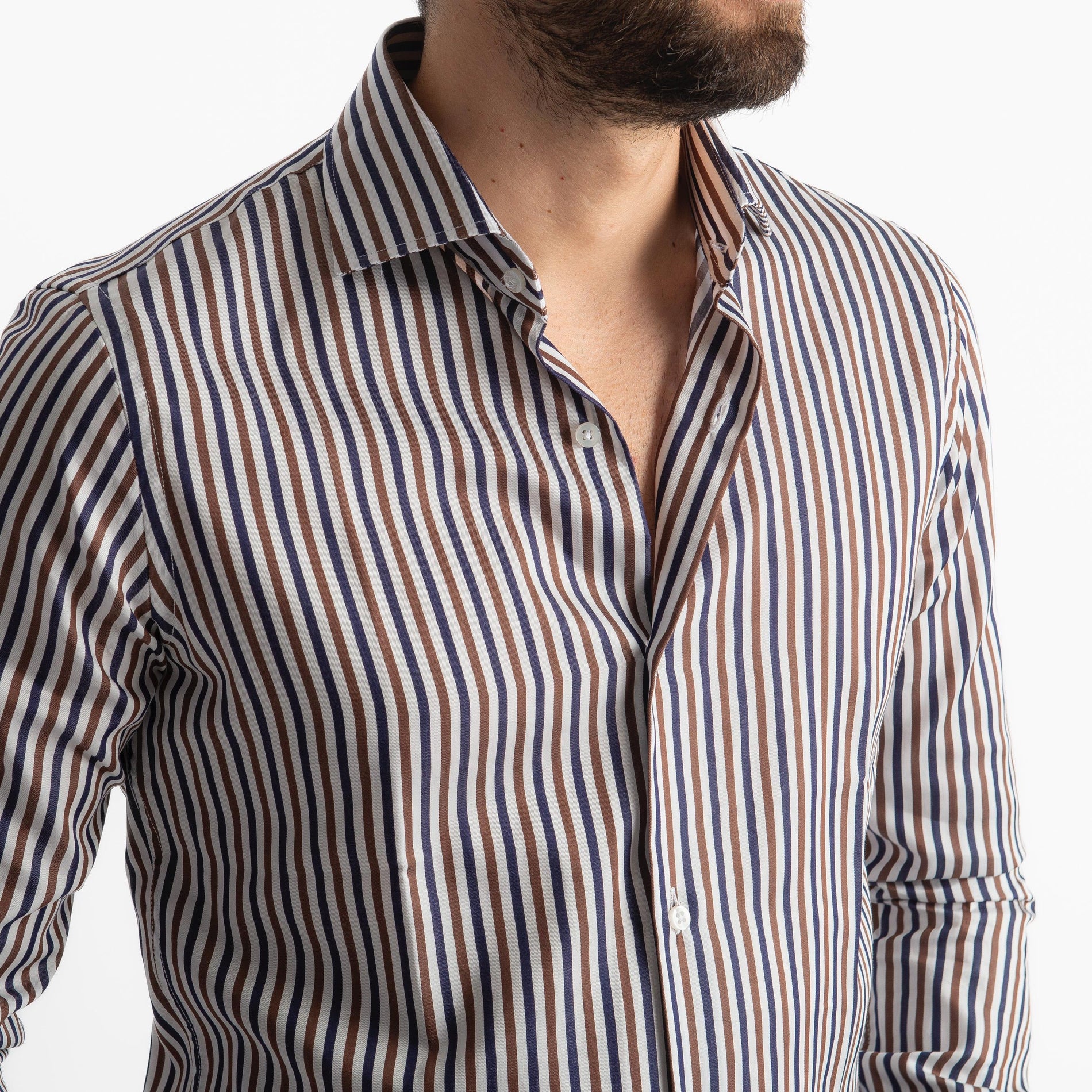Camicia Rigata Blu/Marrone 500