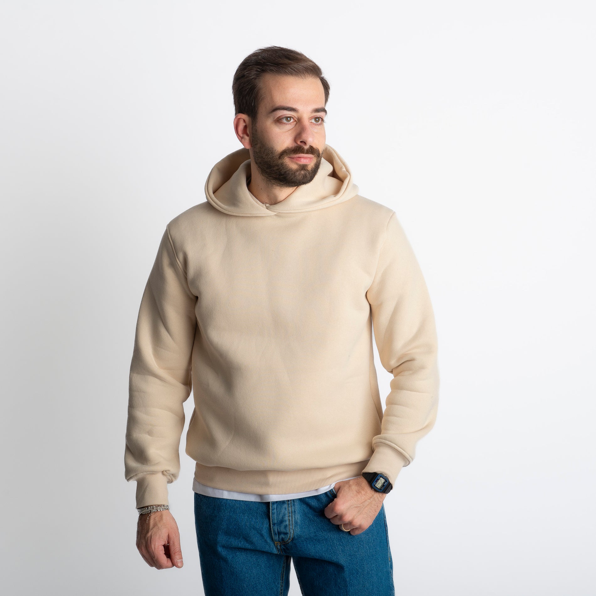Felpa Uomo Con Cappuccio 0310 Beige
