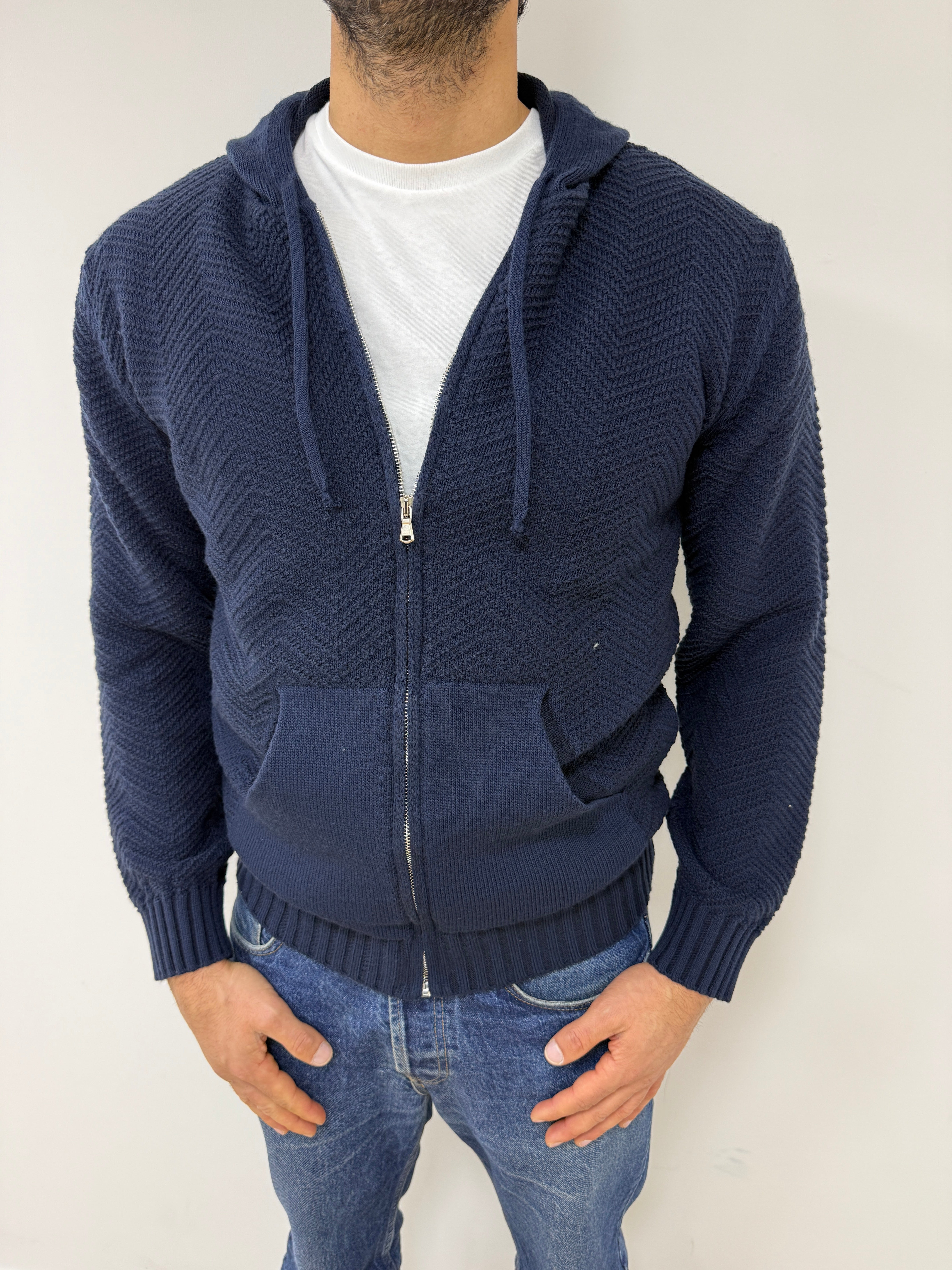 Felpa In Lana Merinos Blu