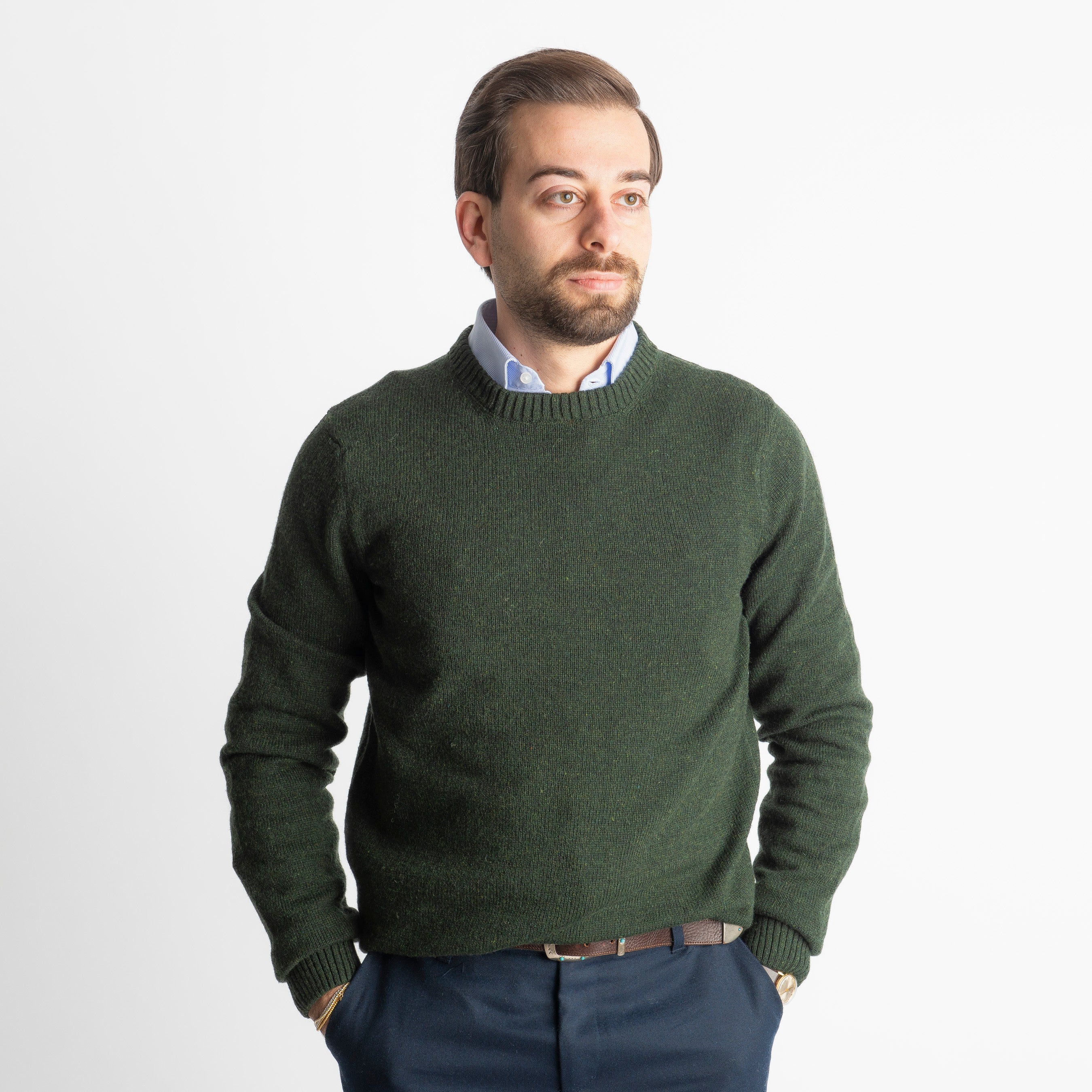 Maglione Girocollo Cortina In Lana Verde