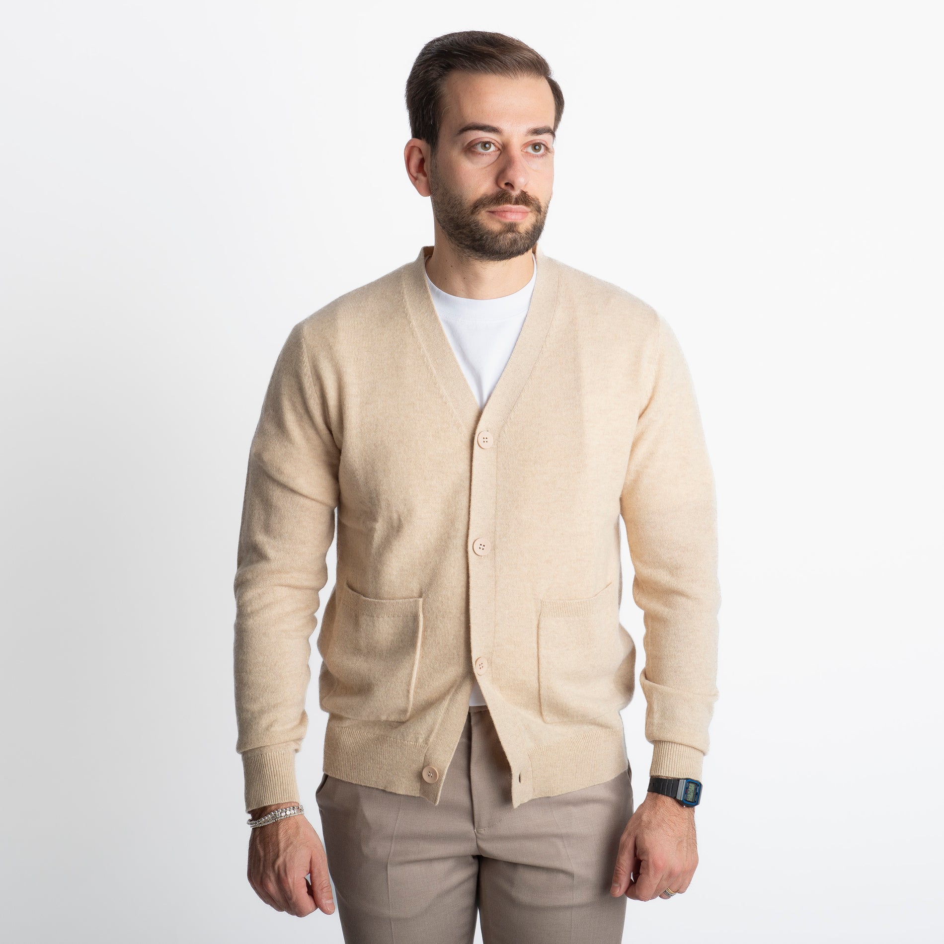 Cardigan In Cashmere CA33 Beige