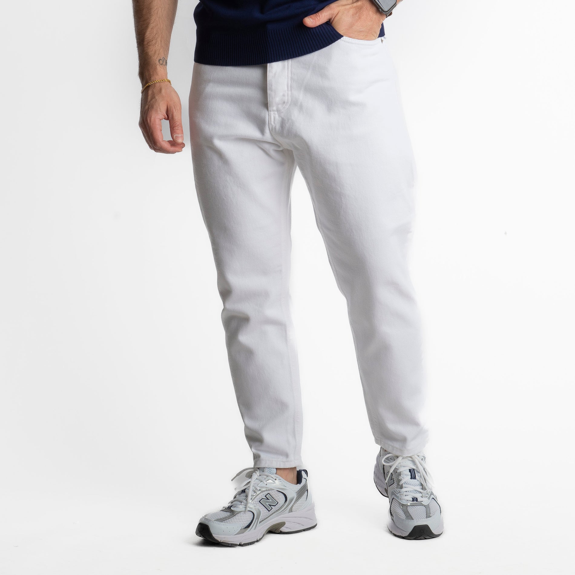 Jeans Uomo Carrot Fit Bianco