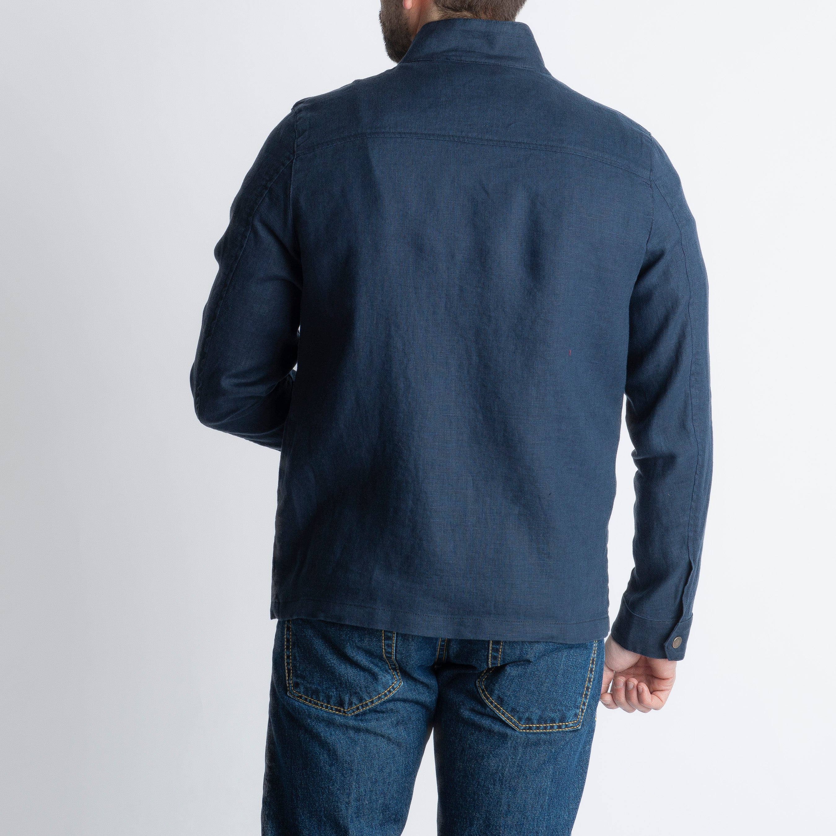 Field Jacket 100% Lino Blu