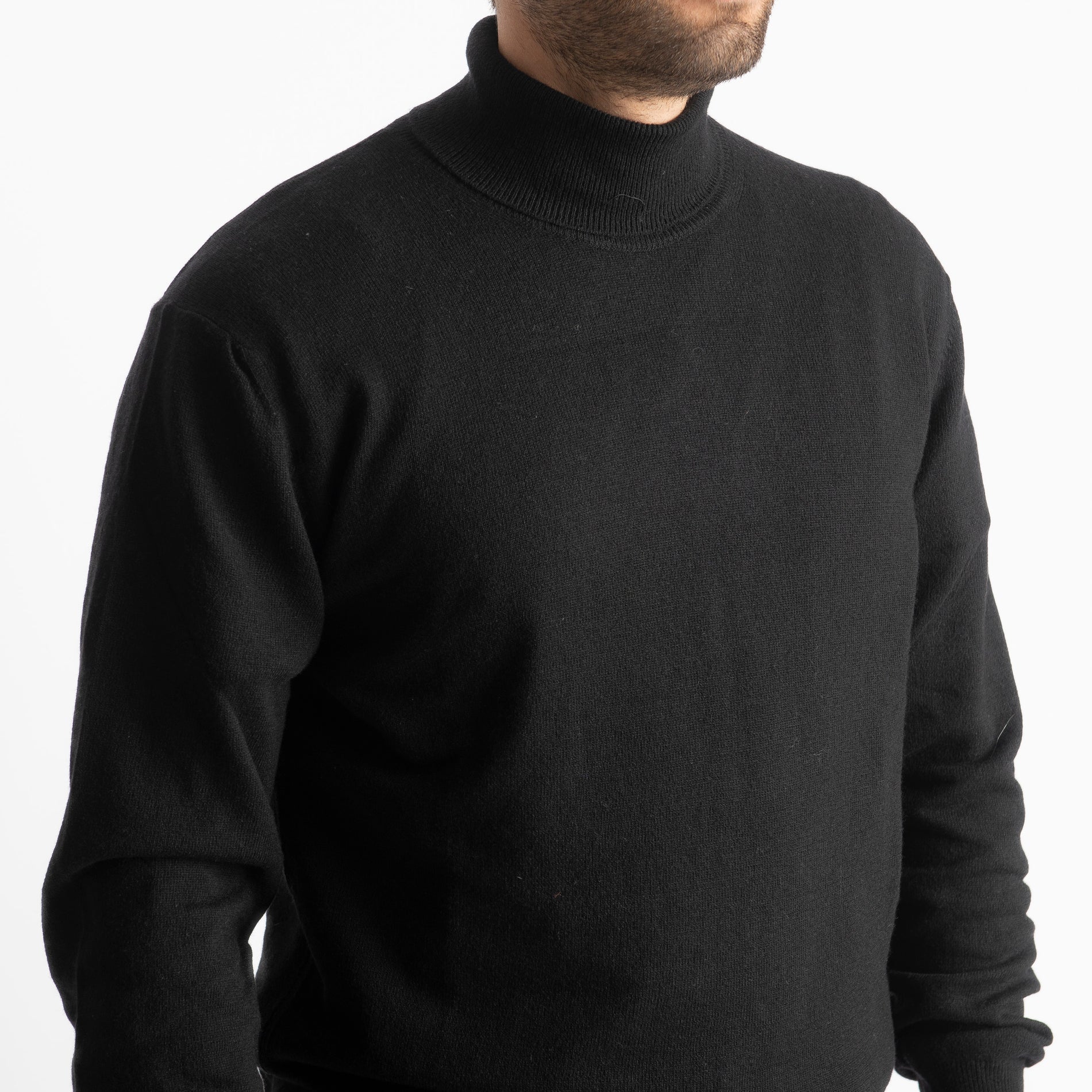 Maglioncino Collo Alto Misto Cashmere Nero