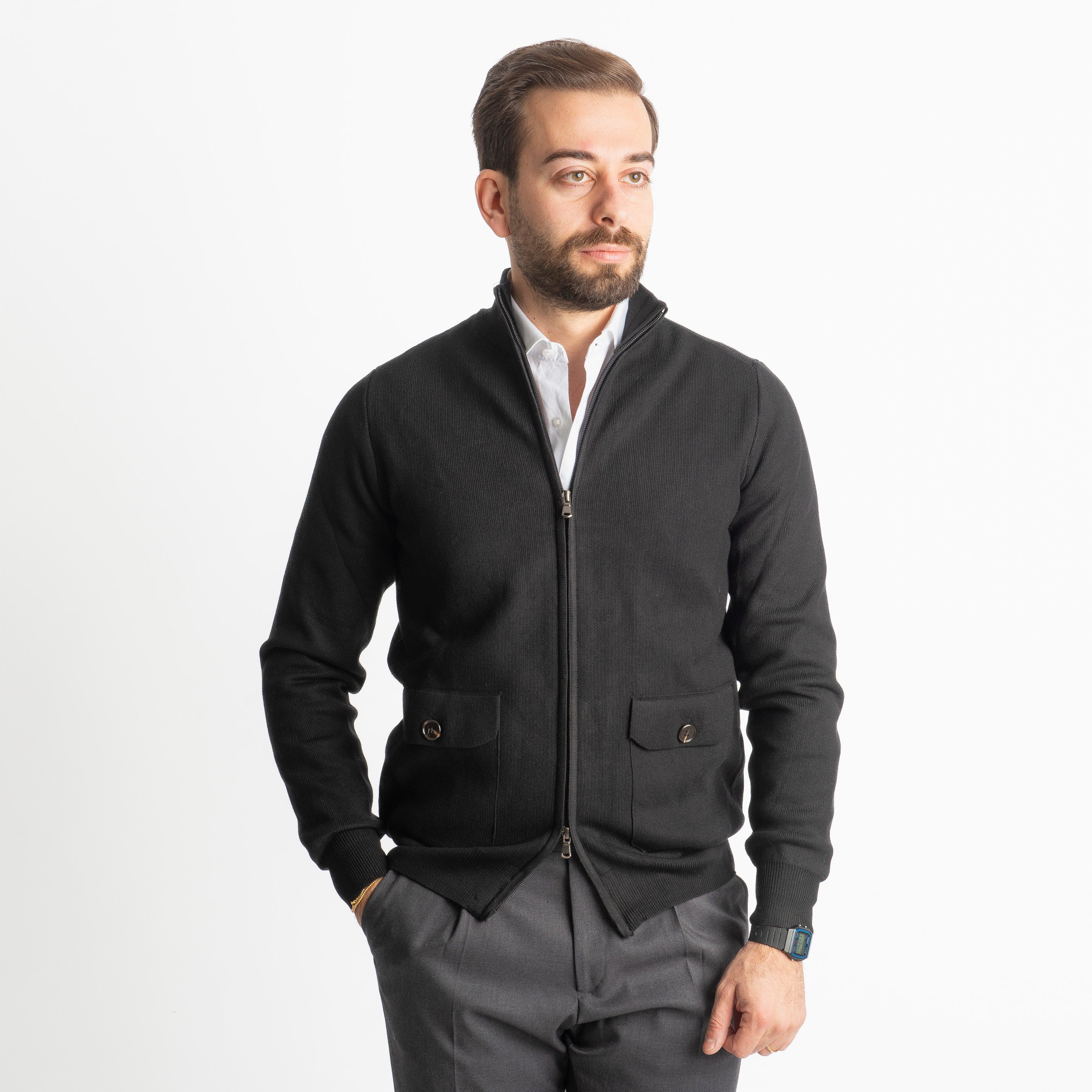 Cardigan Con Zip 251167 Nero