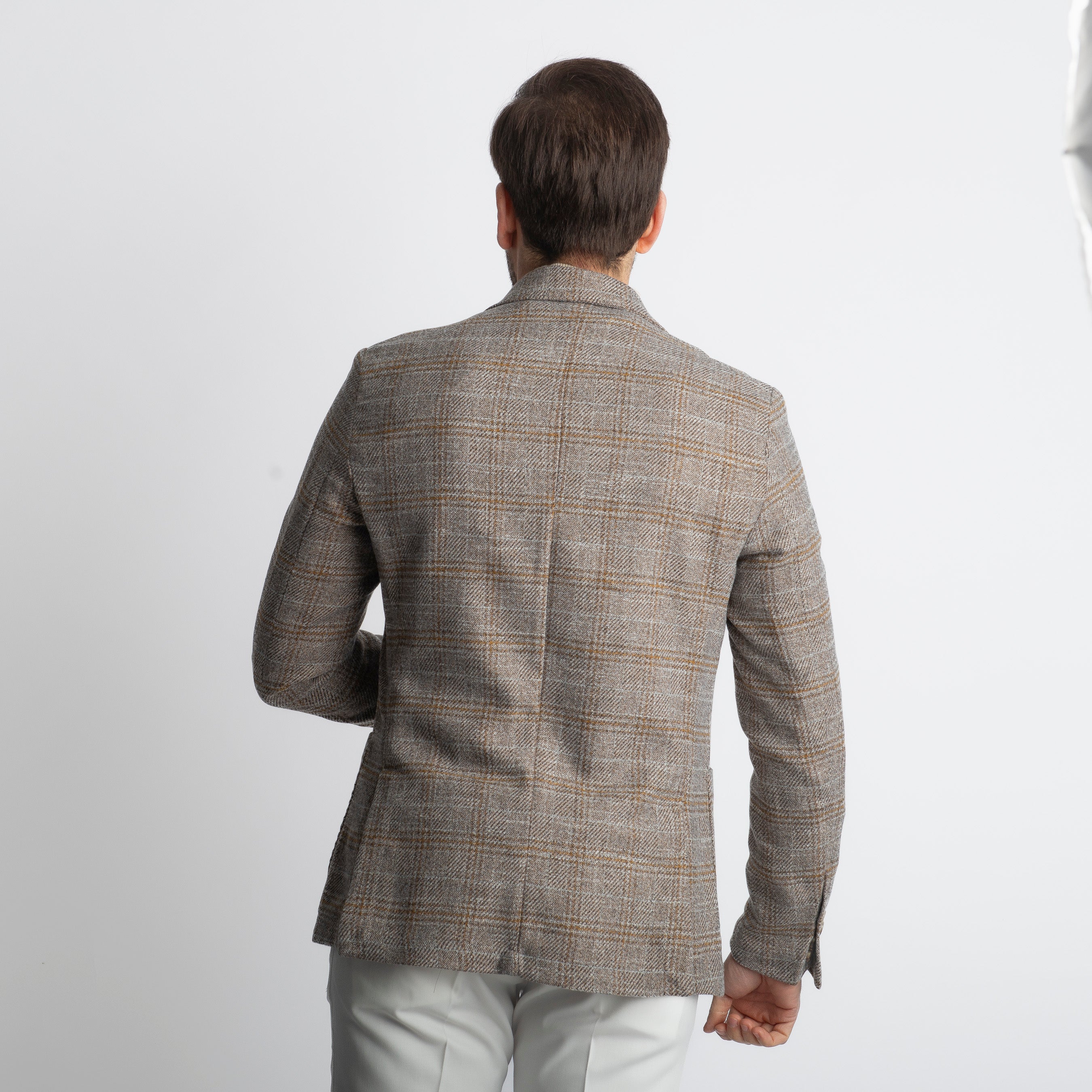 Giacca Monopetto Quadri Avorio