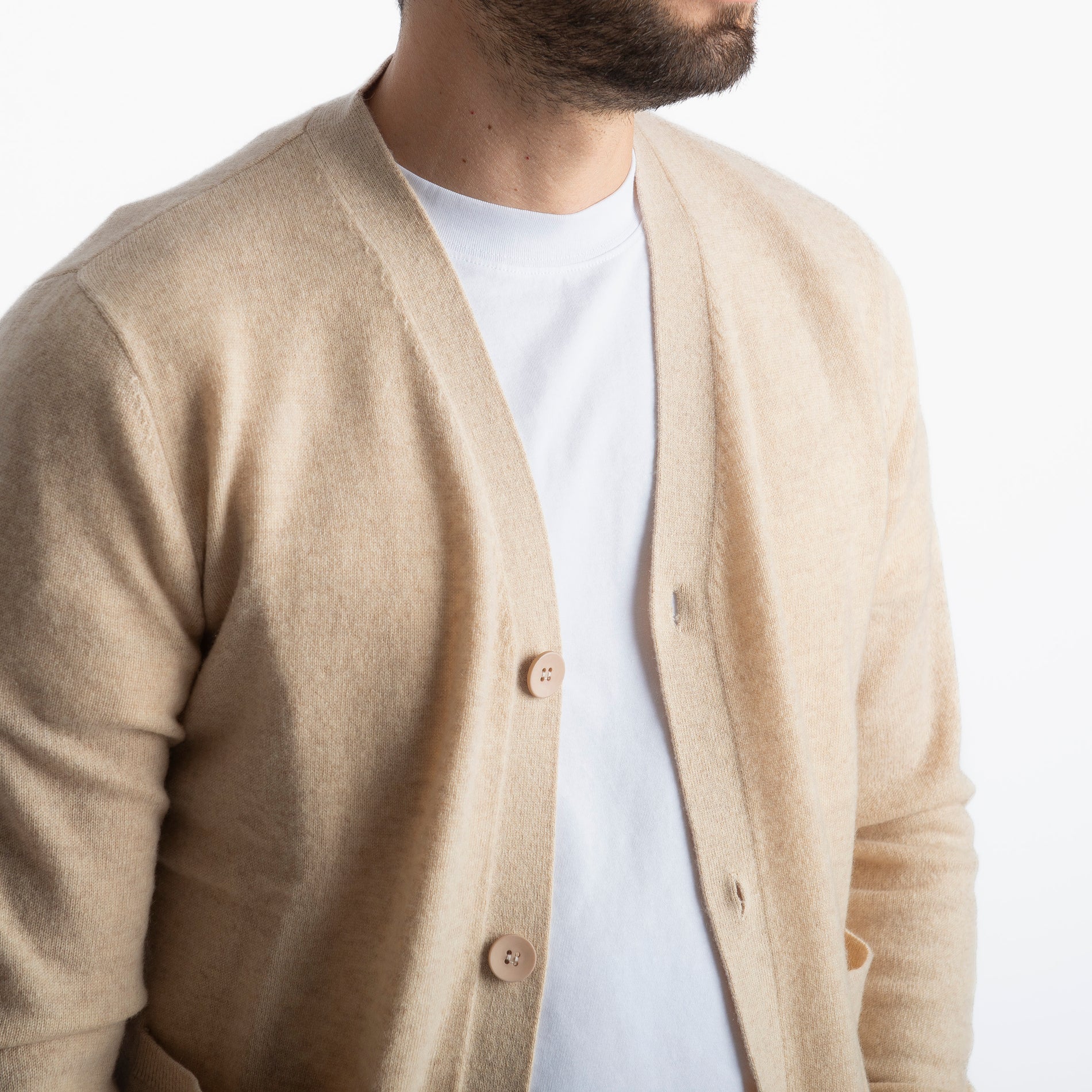 Cardigan In Cashmere CA33 Beige