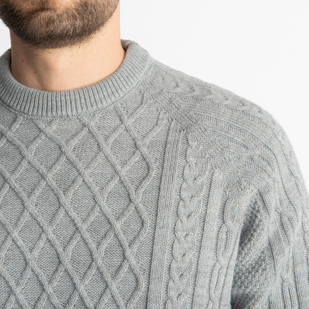 Maglione In Lana Con Treccia Grigio