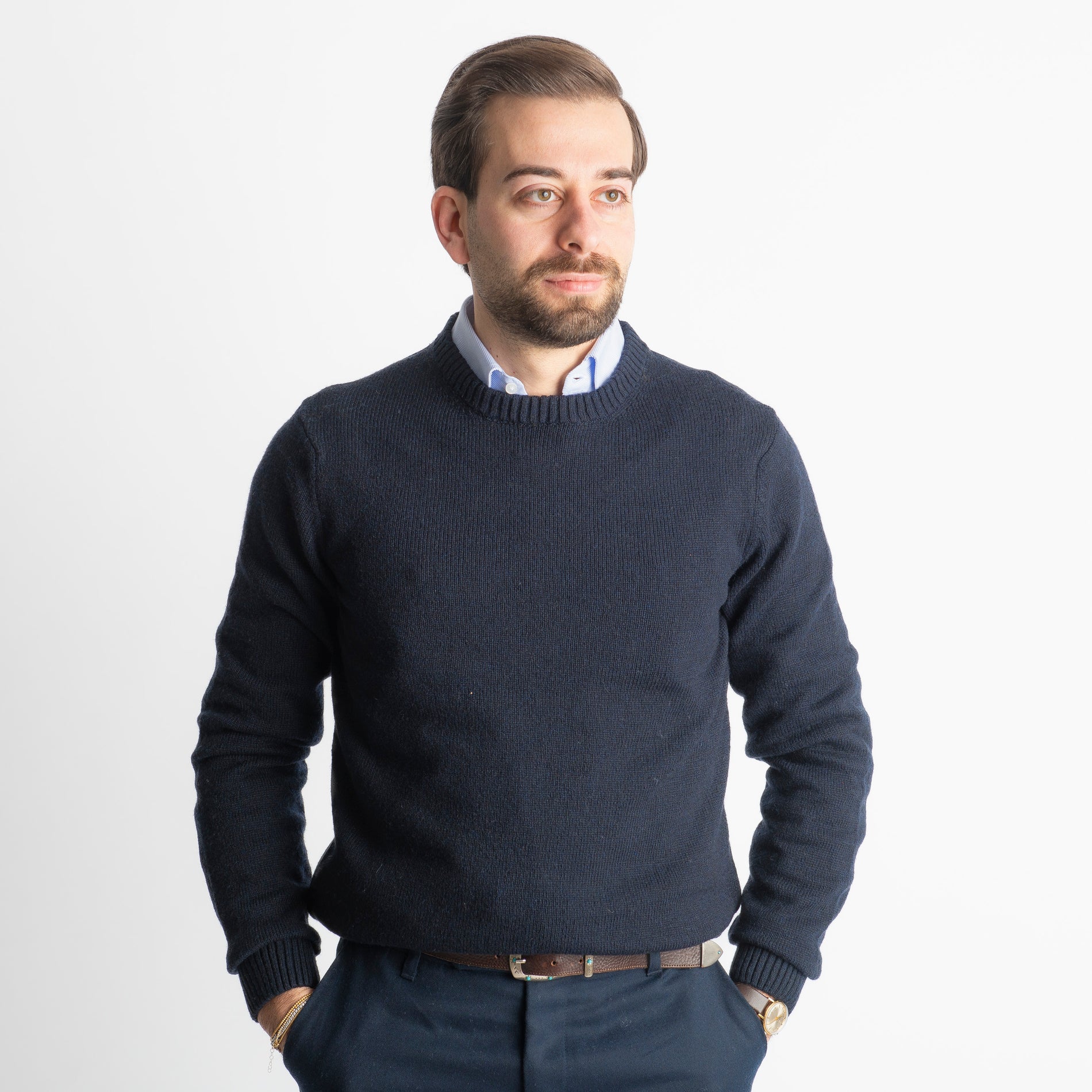 Maglione Girocollo Cortina In Lana Blu