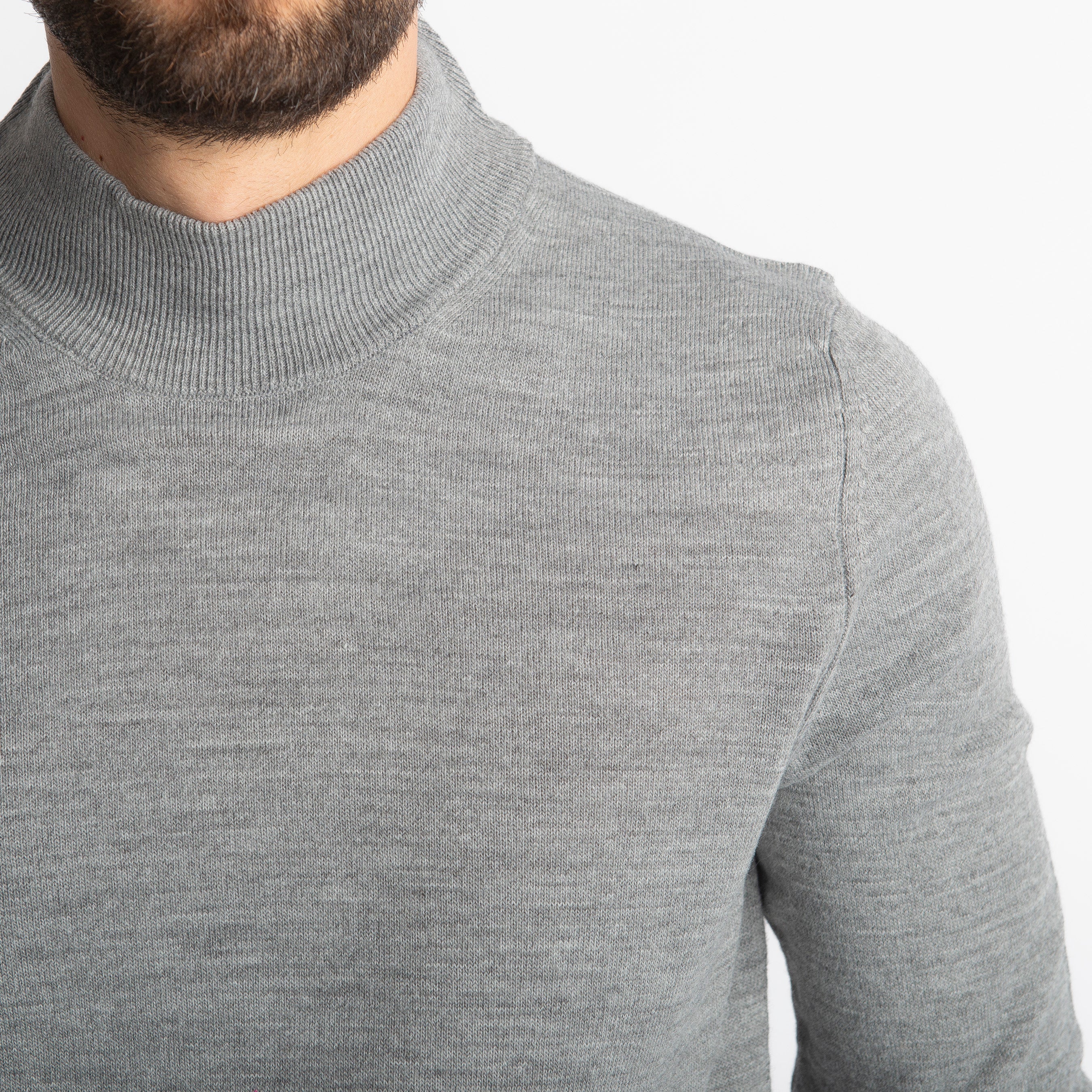 Lupetto Mezzo Collo Lana Merinos Grigio