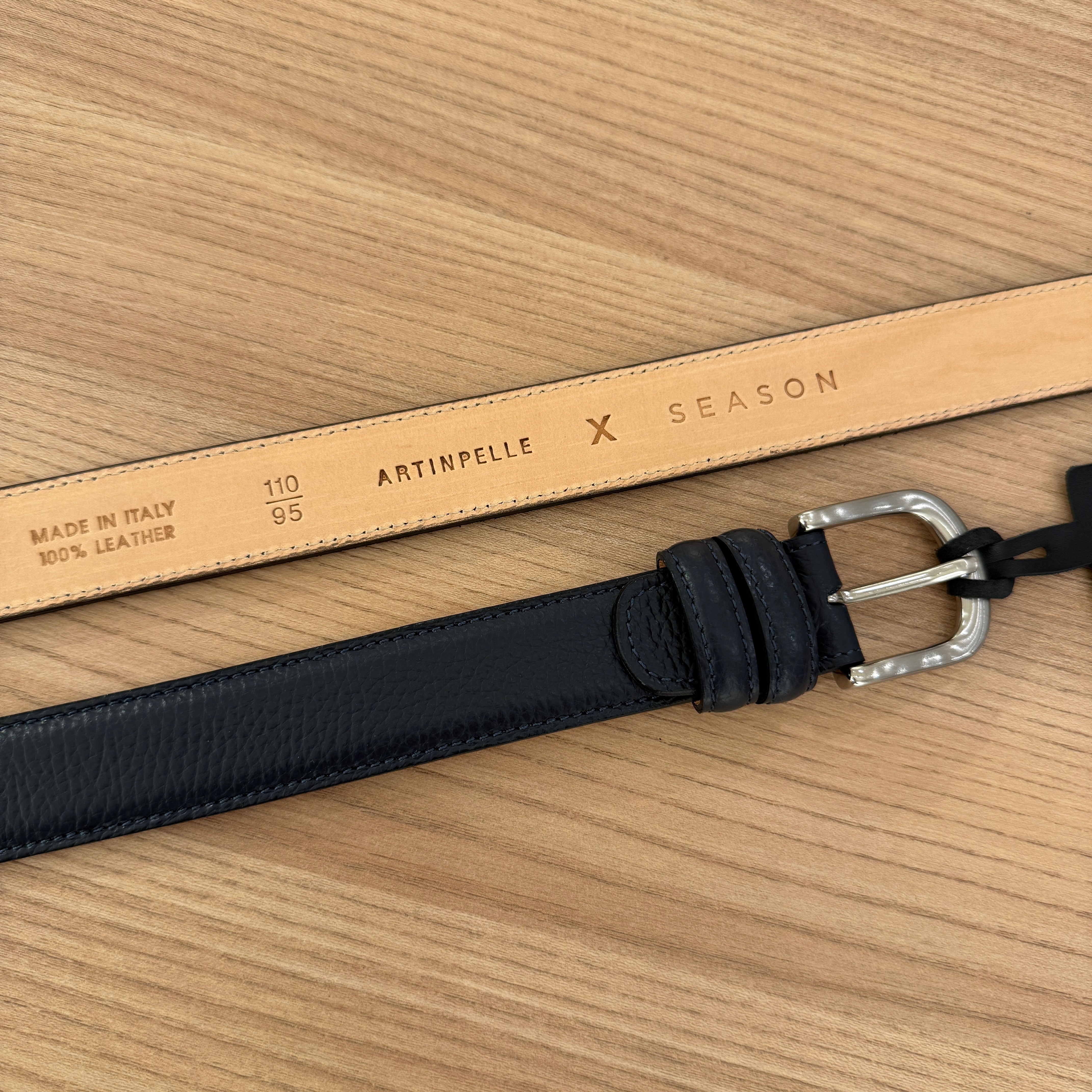 Cintura da Uomo in Cervo Artigianale Blu