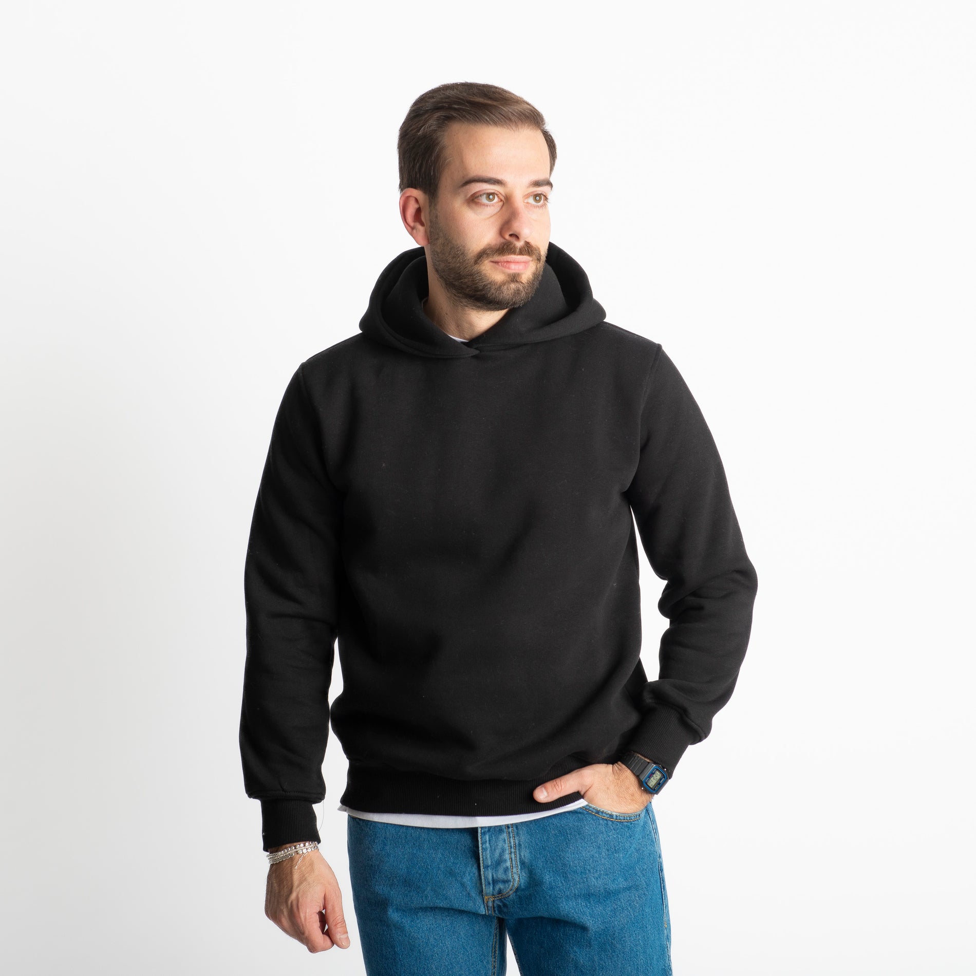 Felpa Uomo Con Cappuccio 0310 Nera