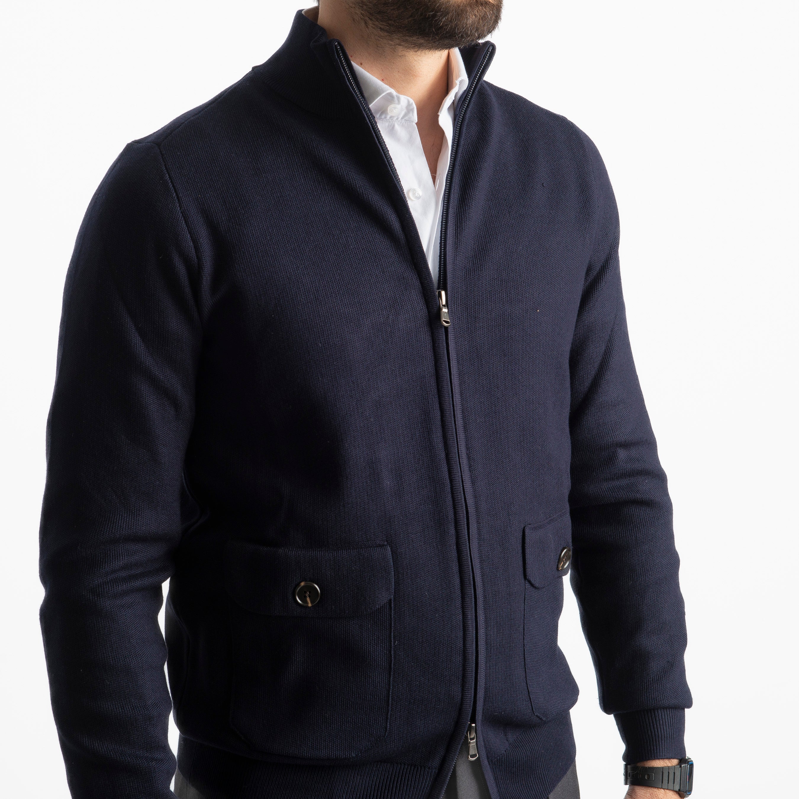 Cardigan Con Zip 251167 Blu