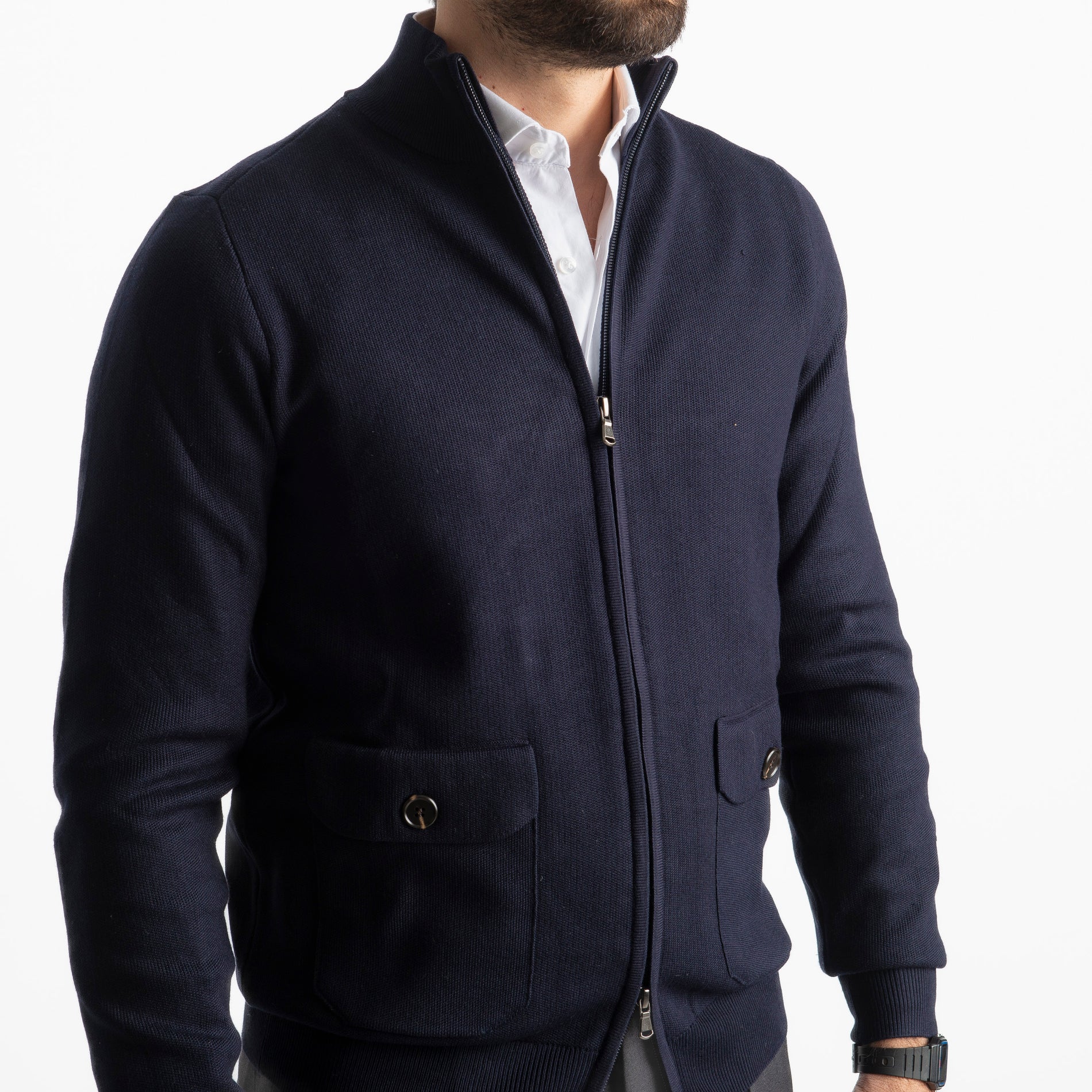 Cardigan Con Zip 251167 Blu