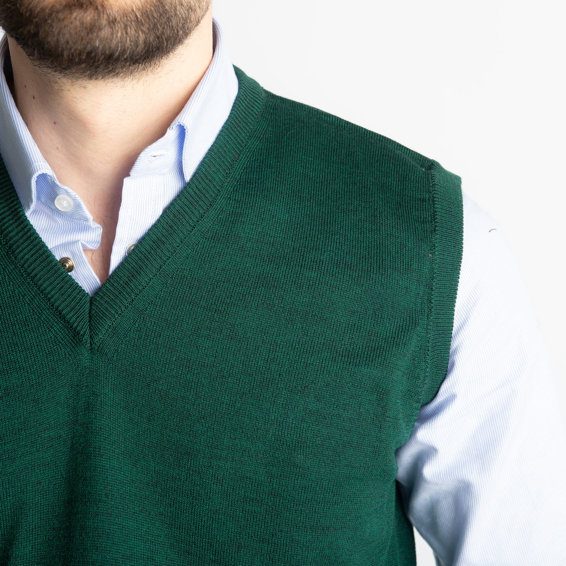 Gilet in Lana Merinos Verde Loden